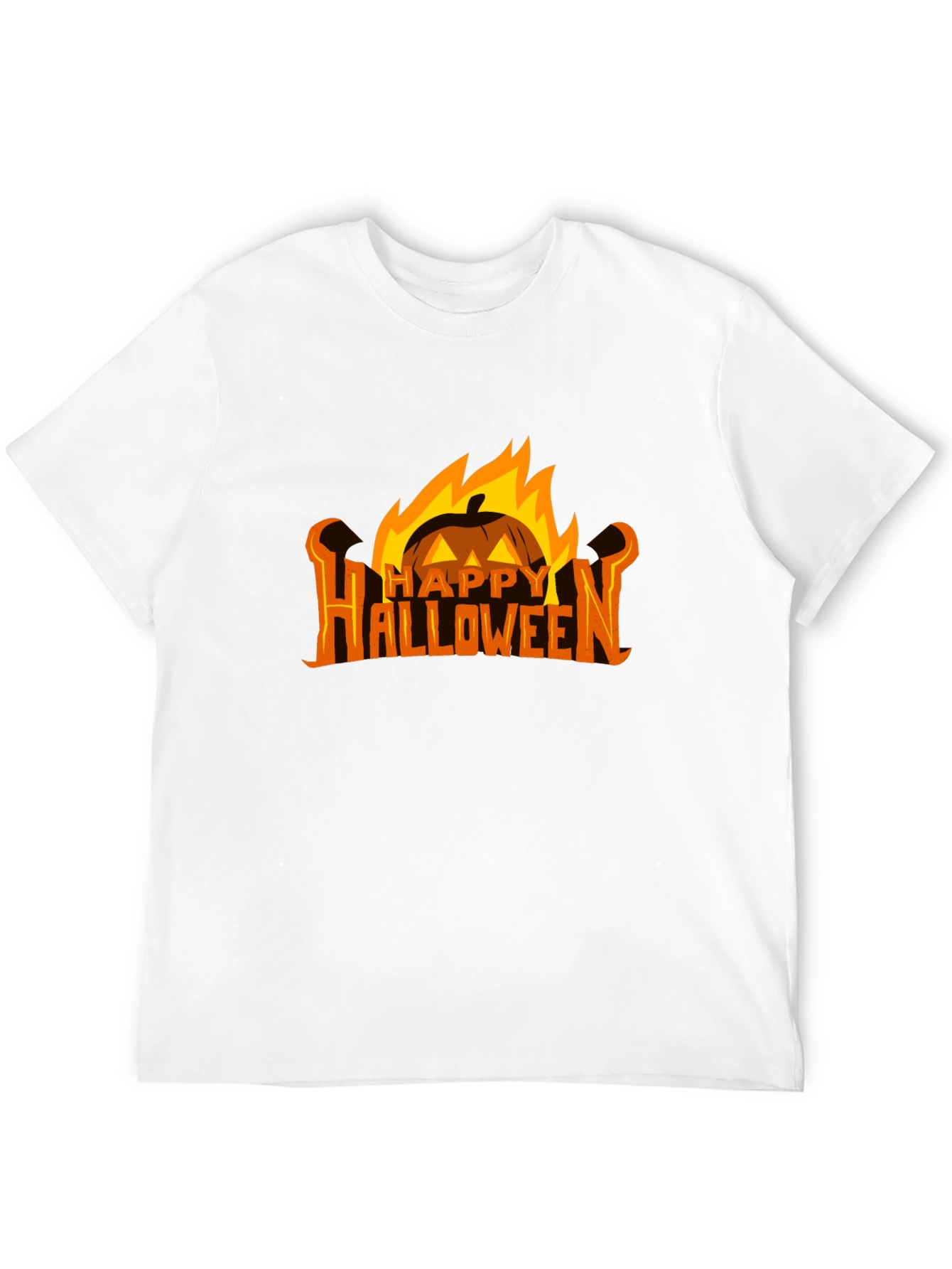 Black Halloween Pumpkin Fire Graphic Tee view 12