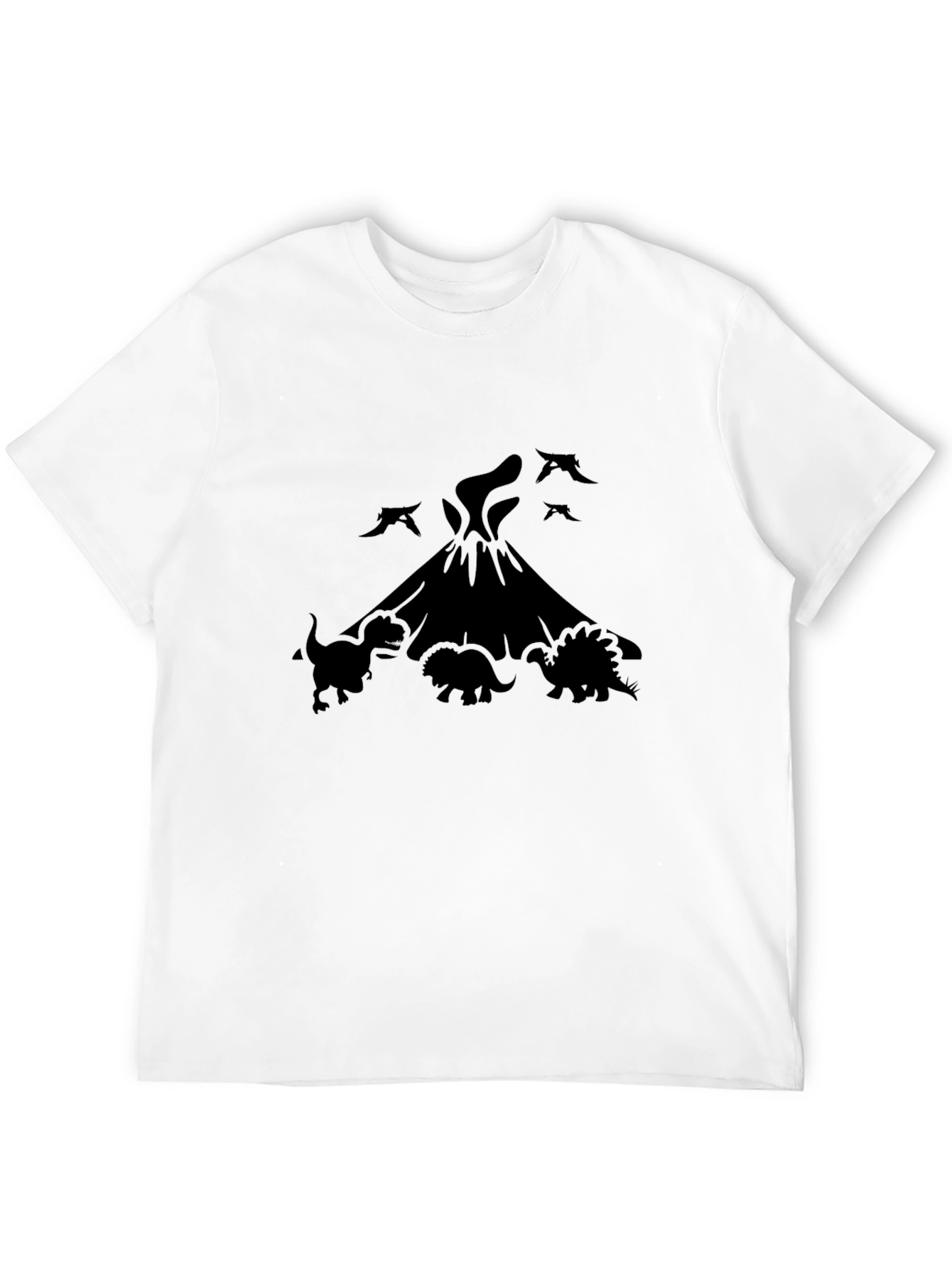Black Dinosaur Volcano Graphic Tee - Black Cotton Blend Shirt view 12
