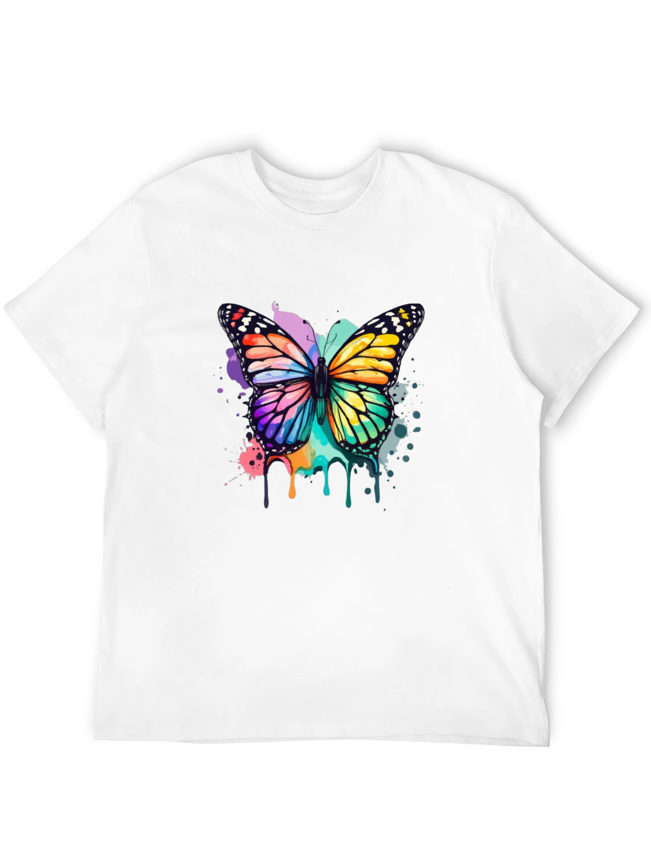 Butterfly Watercolor Graphic Tee - Black - 12