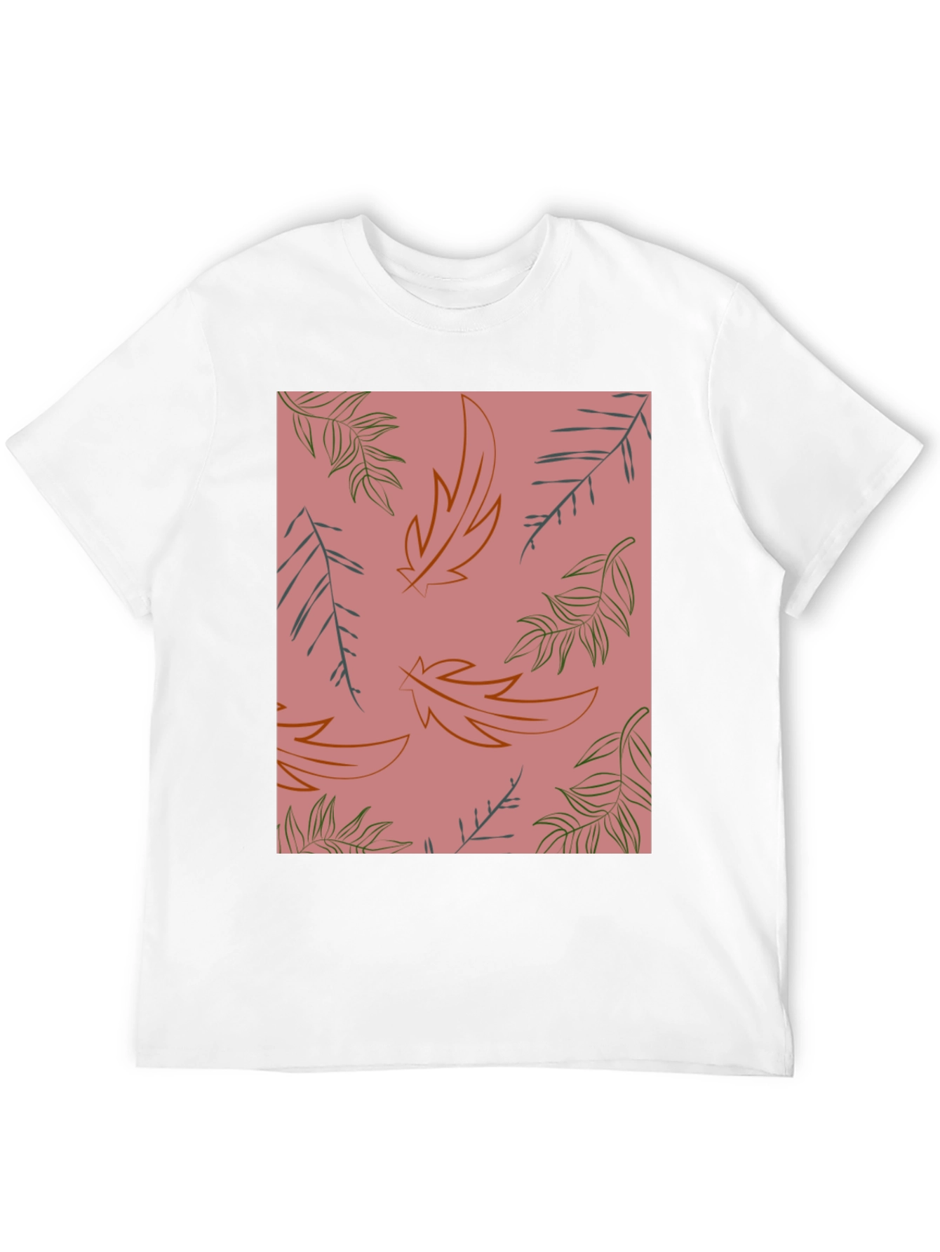 Black Botanical Leaf Print T-Shirt - Trendy Casual Wear view 12