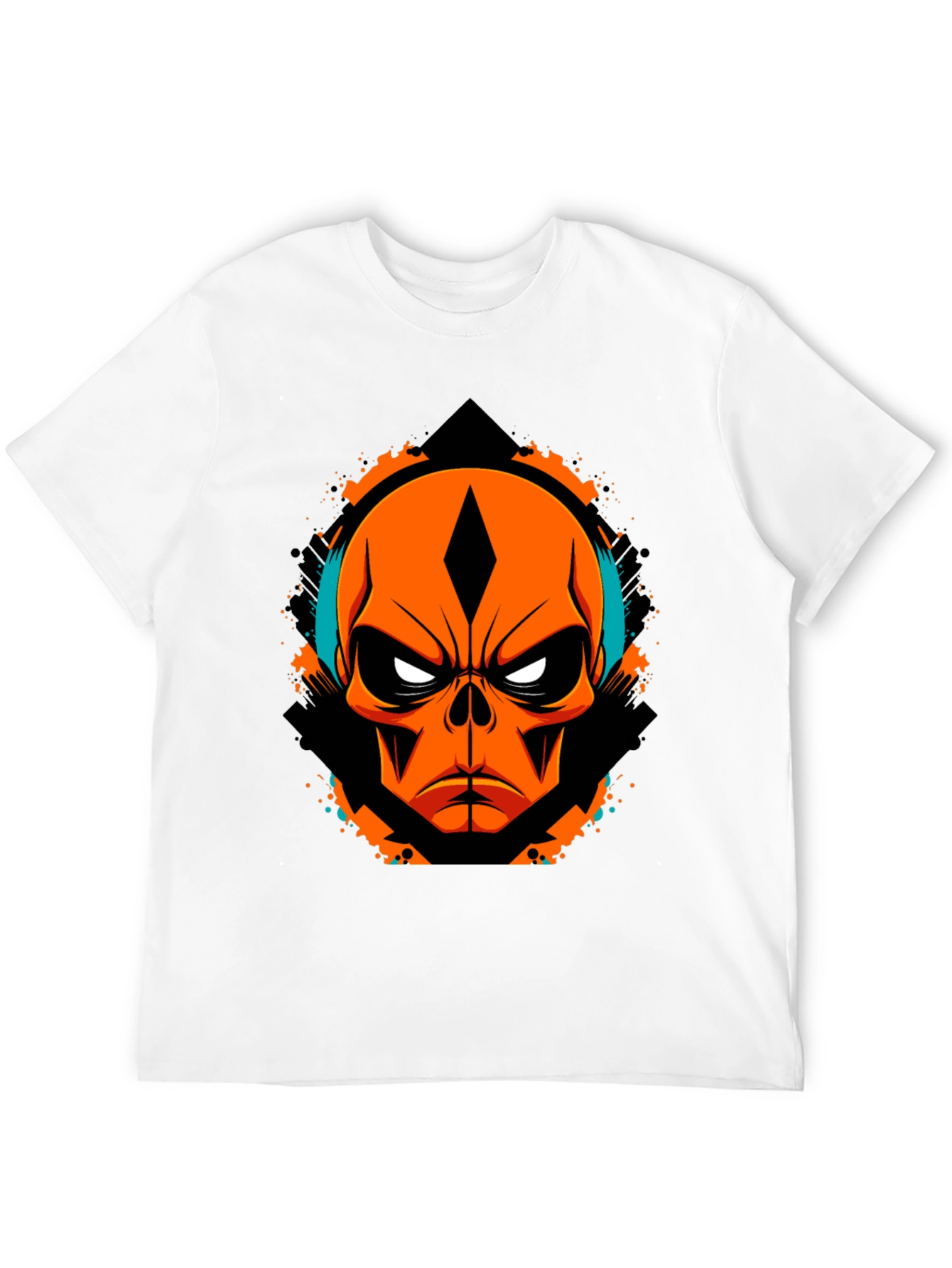 Black Orange Skull Graphic Tee - Edgy Streetwear view 12