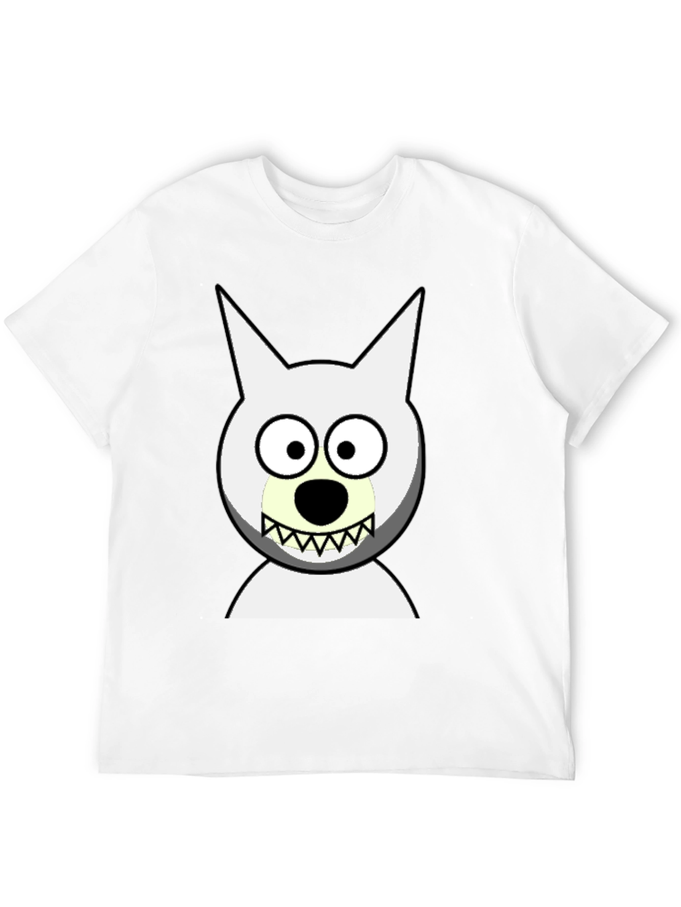 Black Funny Cartoon Wolf Graphic Black T-Shirt view 12