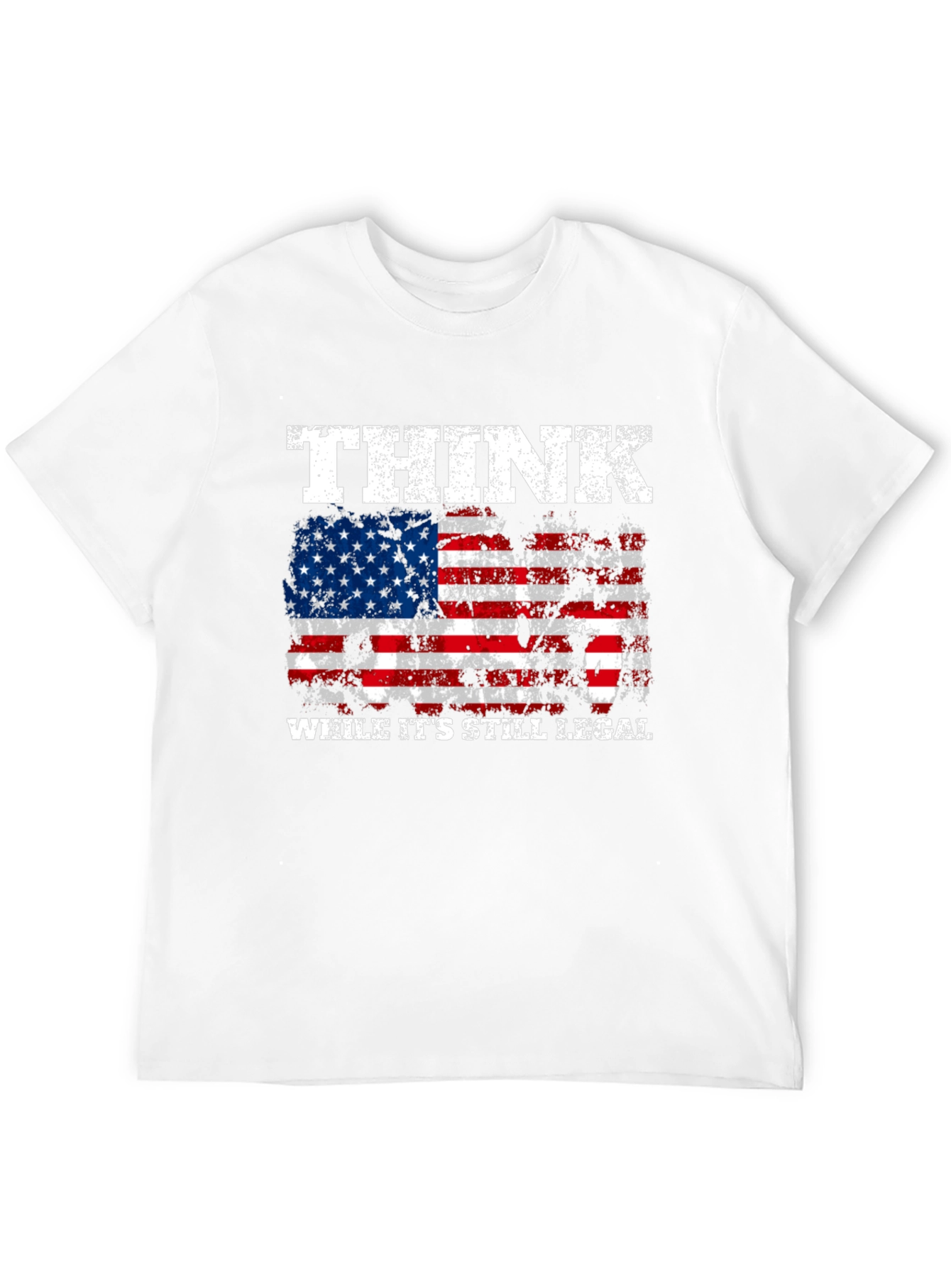 Black Think While It's Still Legal American Flag T-Shirt view 12