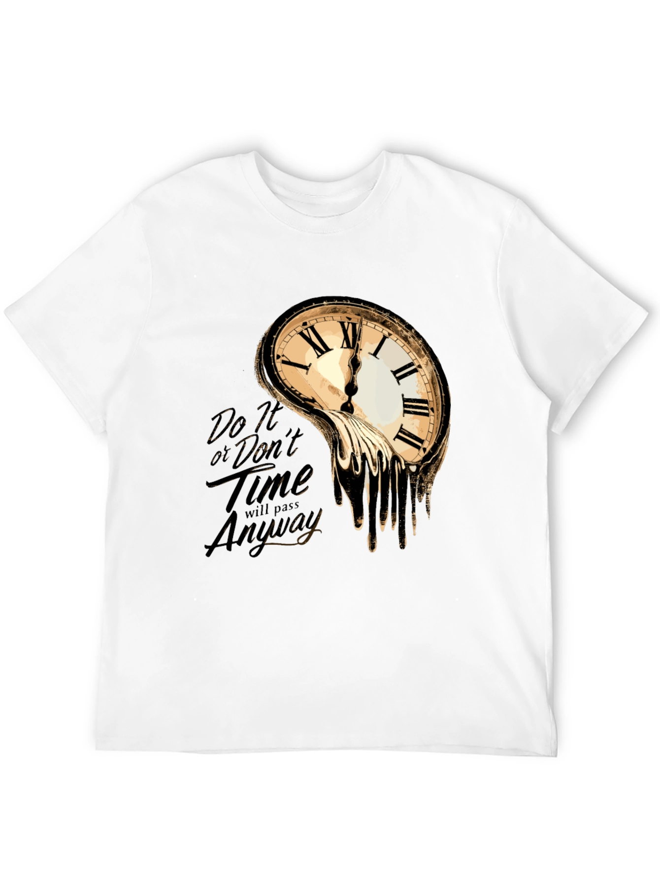 Black Melting Clock Graphic T-Shirt - Time Waits for No One view 12