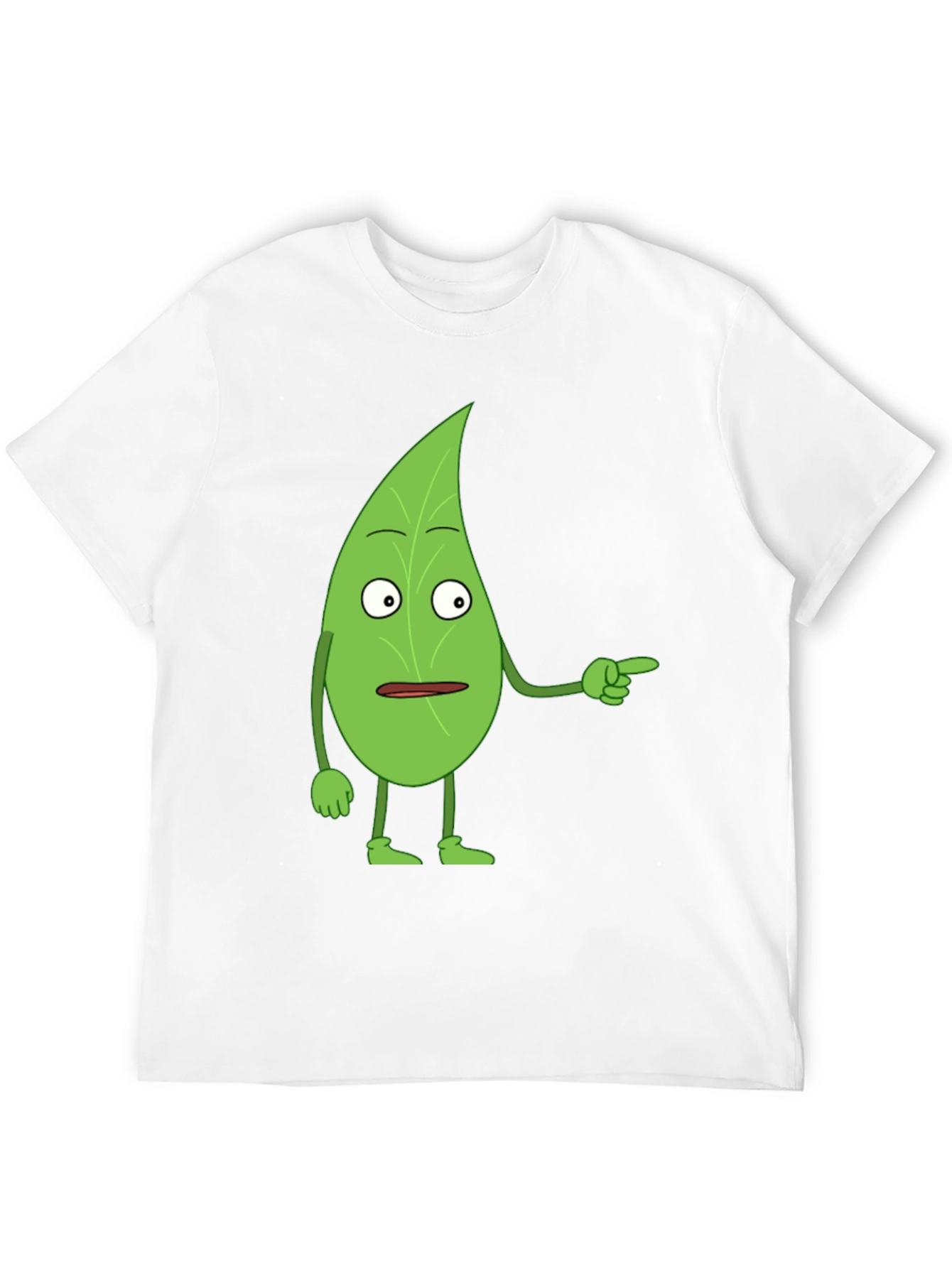 Black Funny Leaf Character Black T-Shirt view 12