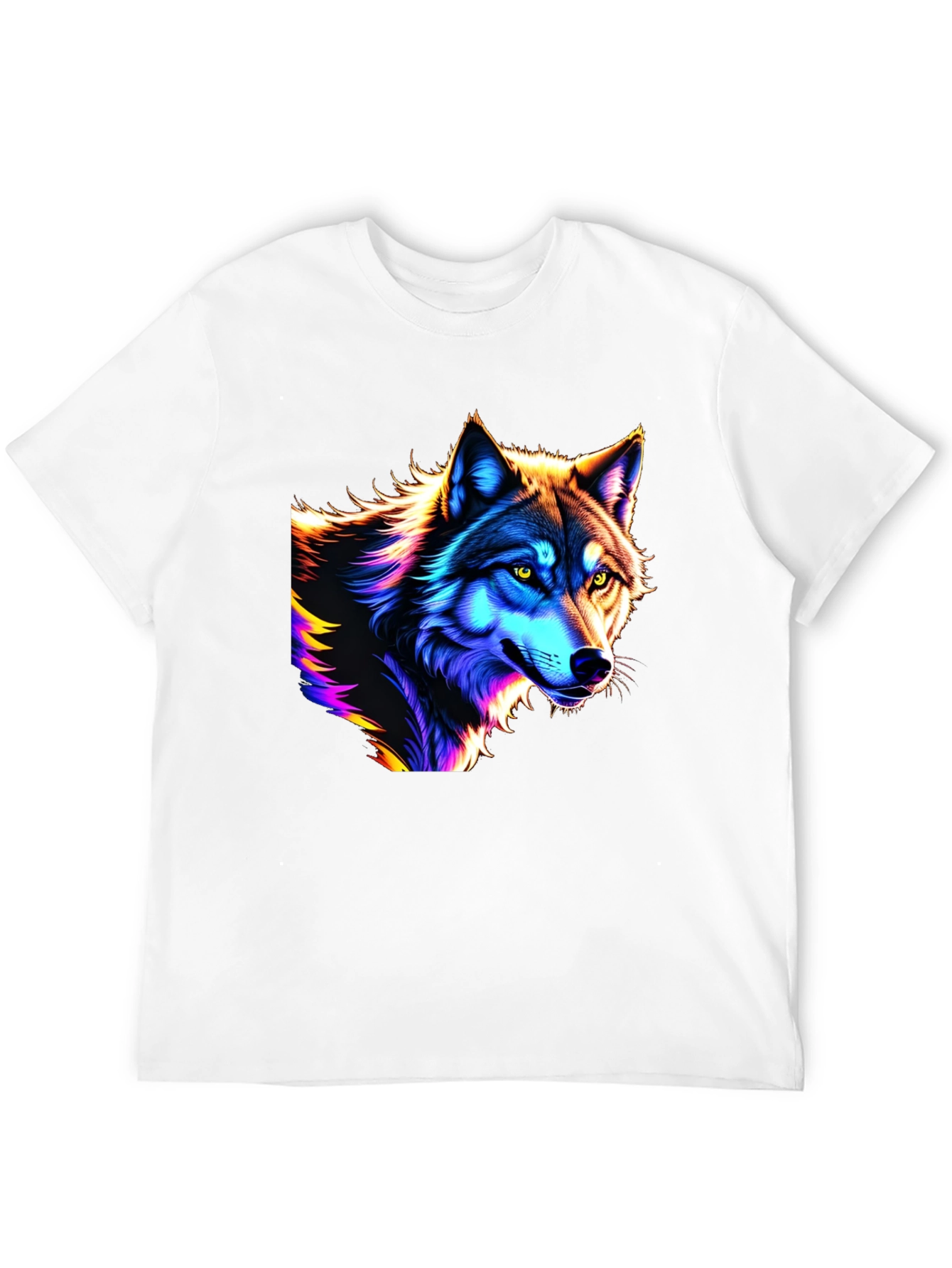 Black Neon Wolf Graphic T-Shirt view 12