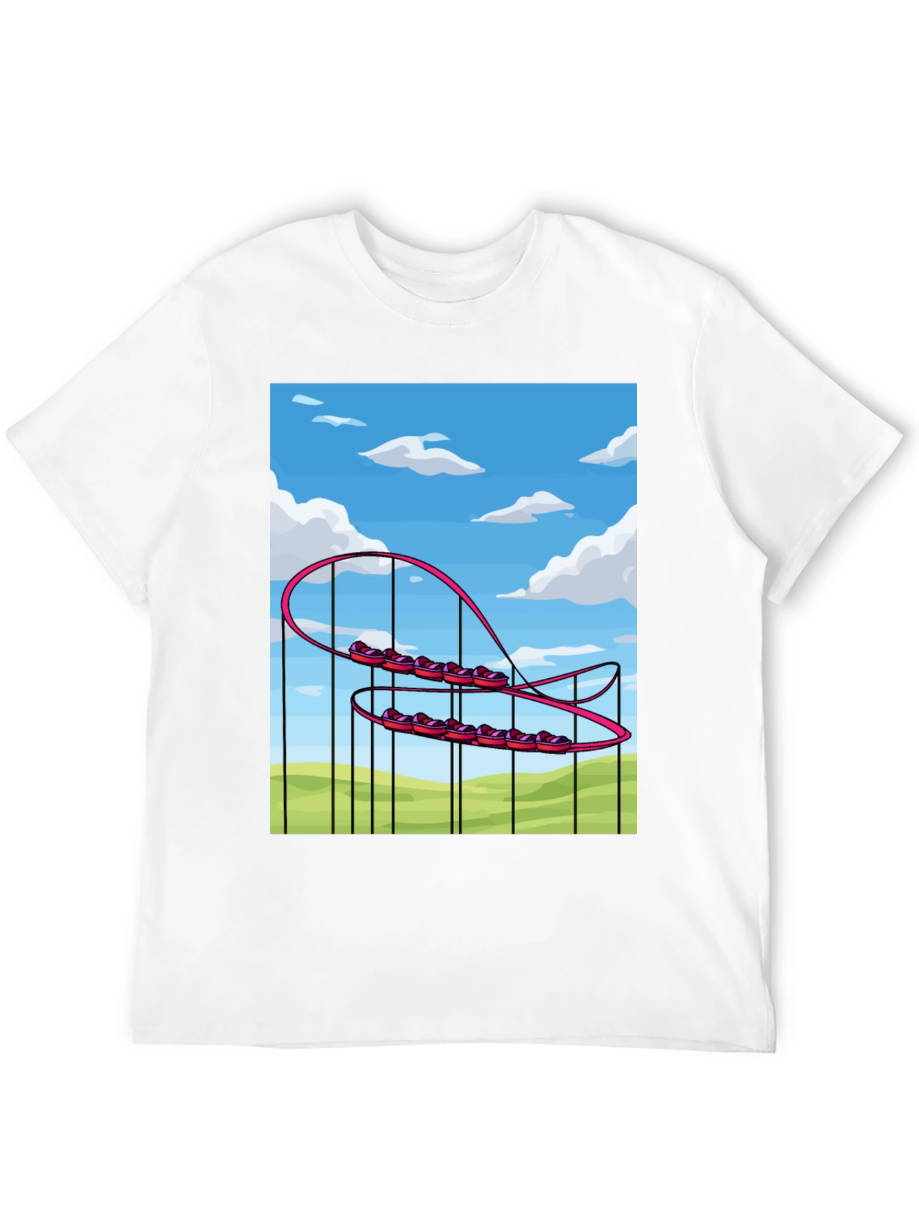 Black Cartoon Roller Coaster Graphic Tee - Fun & Unique Style view 12