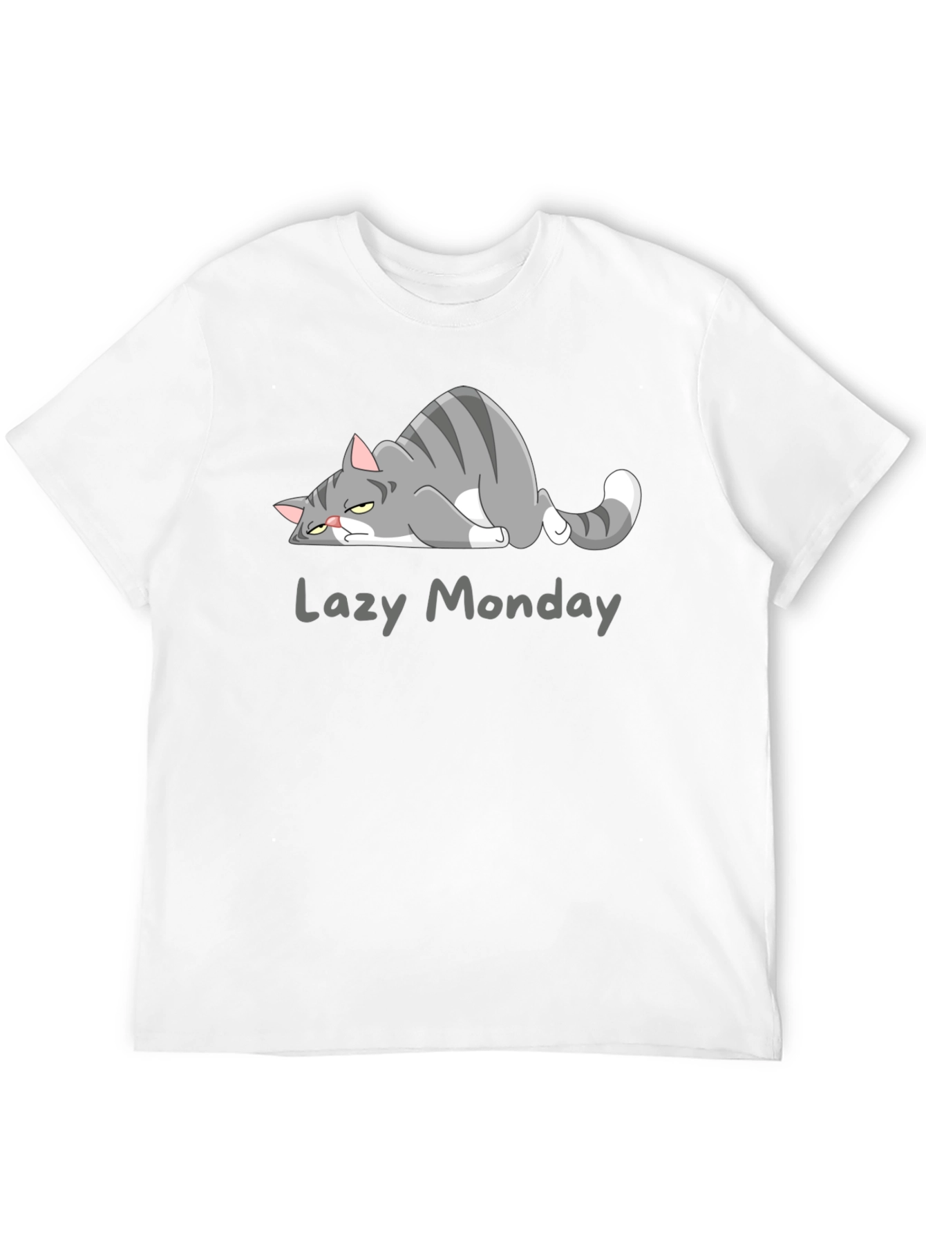 Black Lazy Monday Cat T-Shirt - Black Cotton Tee view 12