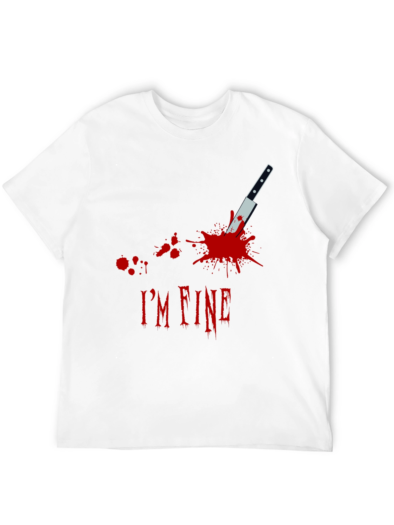 Black I'm Fine Knife Graphic Black T-Shirt view 12