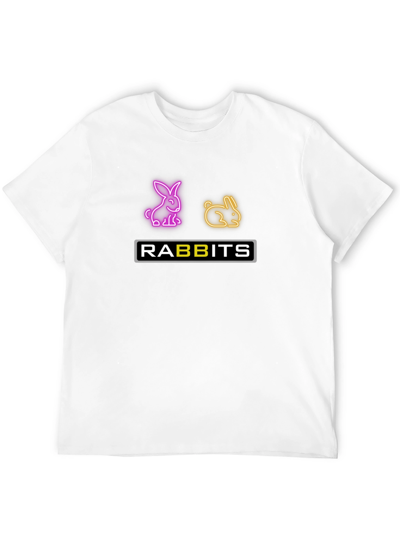 Black Neon Rabbits Graphic Tee - Black Cotton T-Shirt view 12