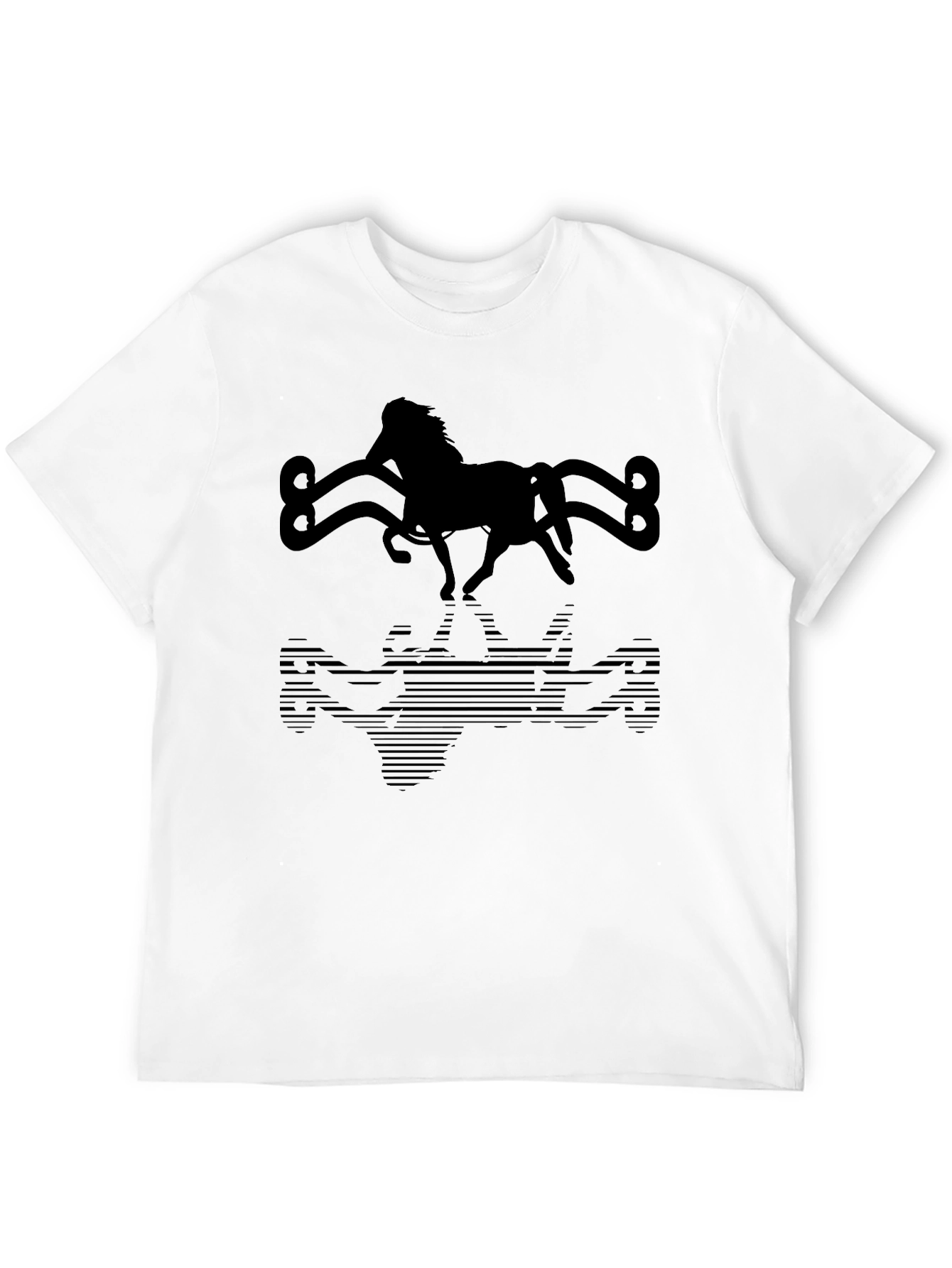 Black Horse Silhouette Graphic Tee - Black Cotton Blend view 12