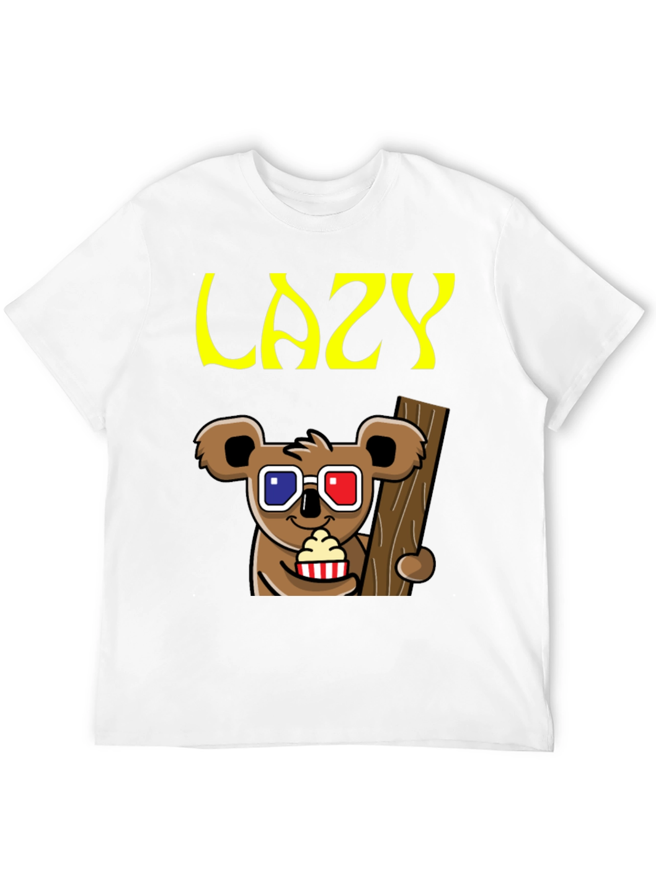 Black Lazy Koala 3D Glasses T-Shirt view 12