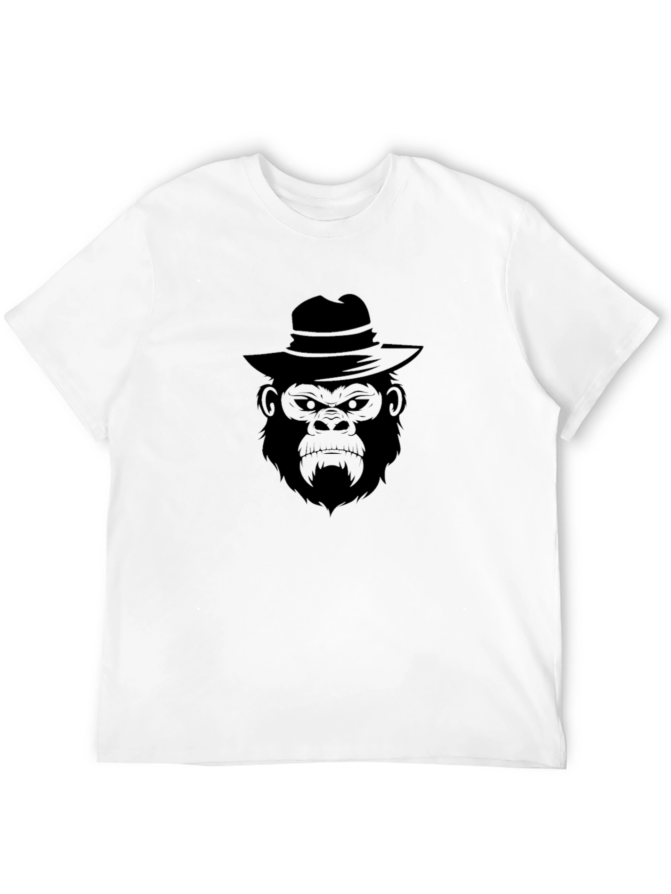 Black Cool Gorilla Wearing Hat Black T-Shirt view 12