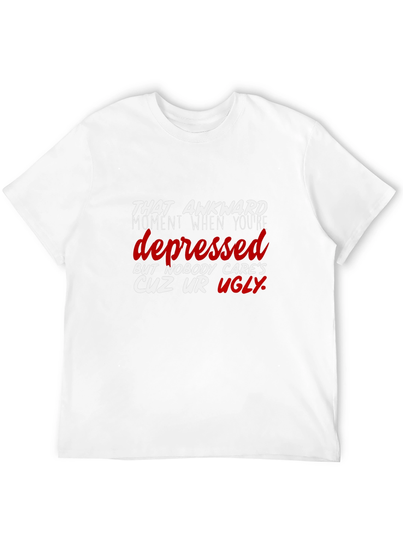 Black Awkward Depressed Graphic Tee - Black Cotton T-Shirt view 12