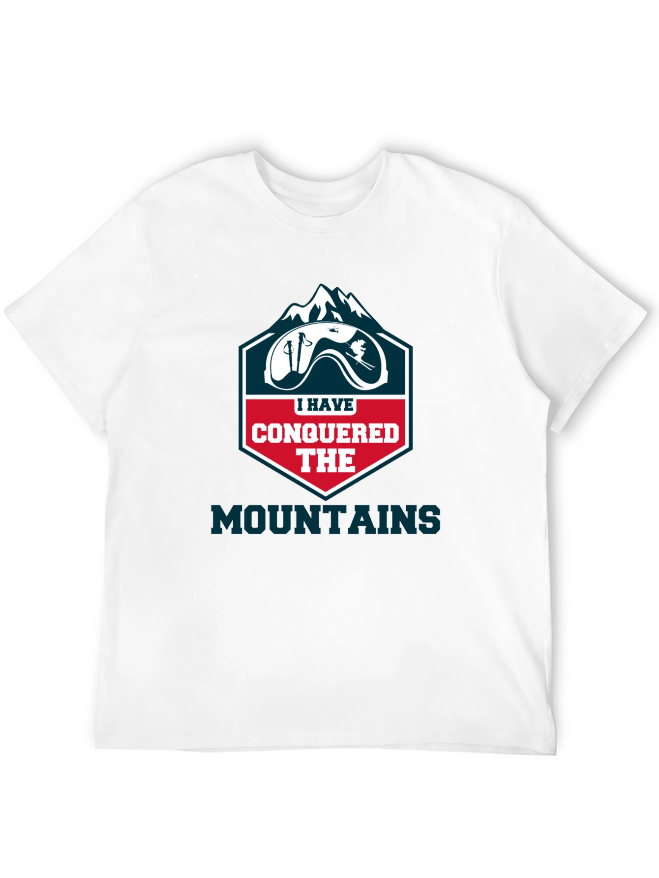 Black Conquered Mountains T-Shirt - Skiing Adventure view 12