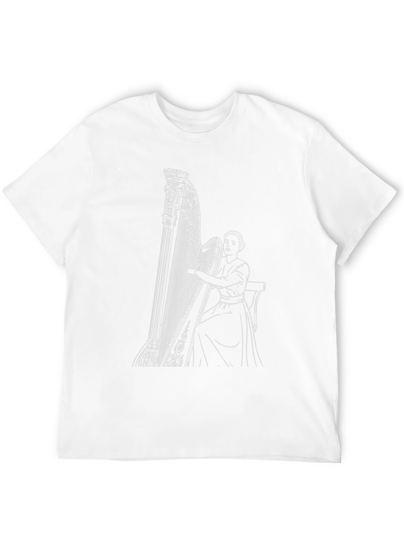 Elegant Harpist Graphic Tee - Black Cotton T-Shirt - 12