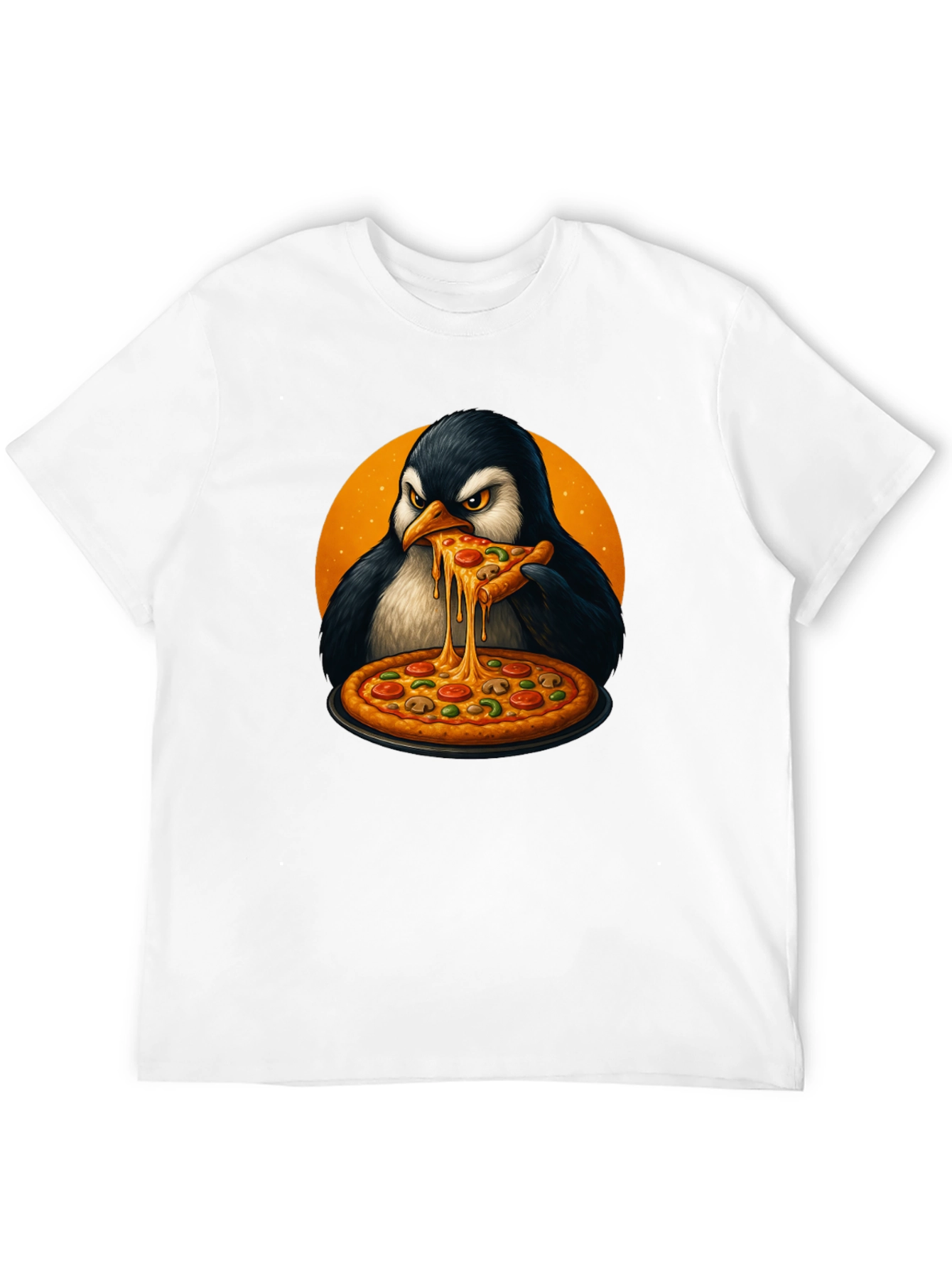 Black Penguin Pizza Lover T-Shirt - Cool Graphic Tee view 12