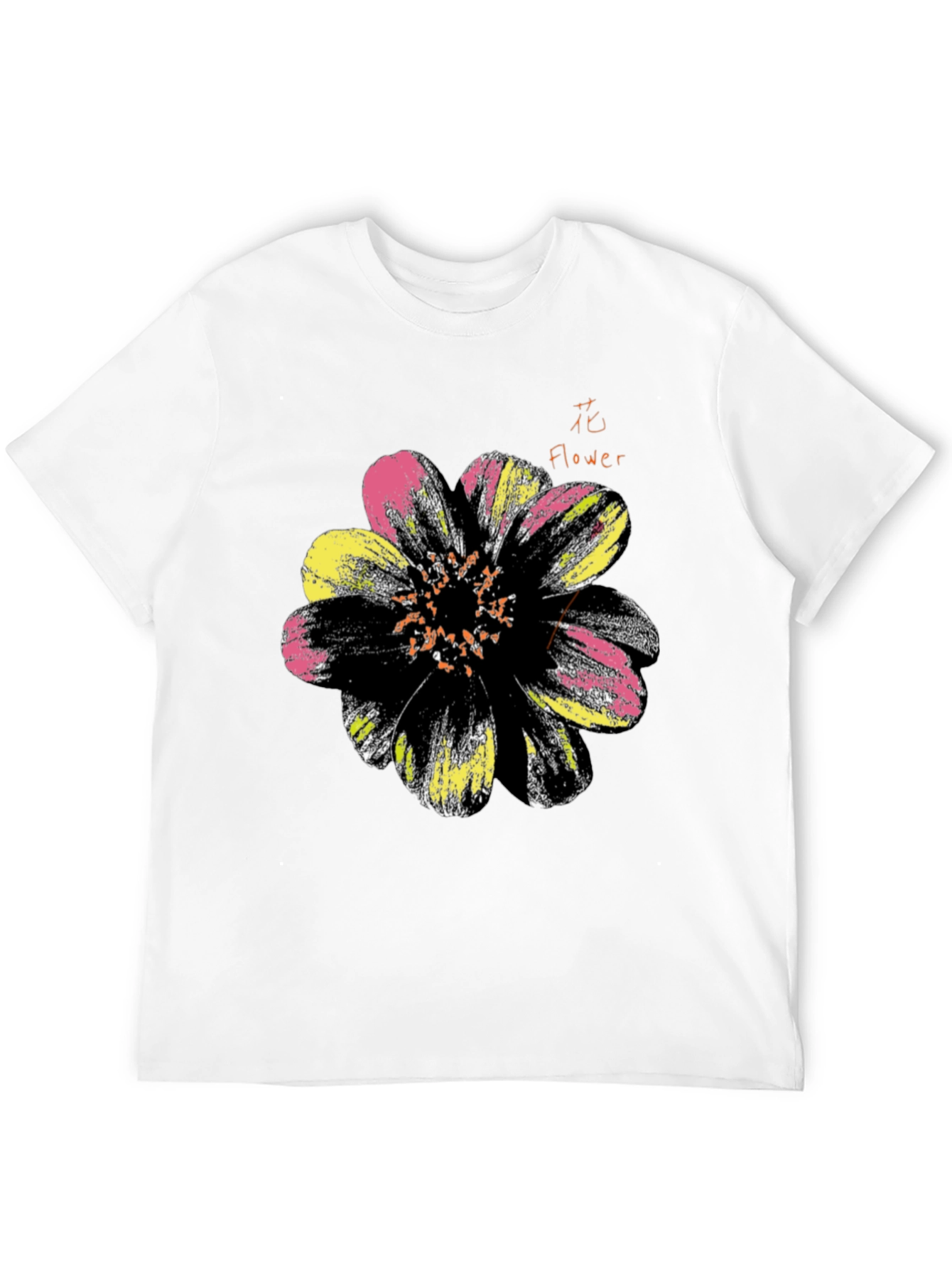 Black Floral Graphic Print Men's Black T-Shirt view 12