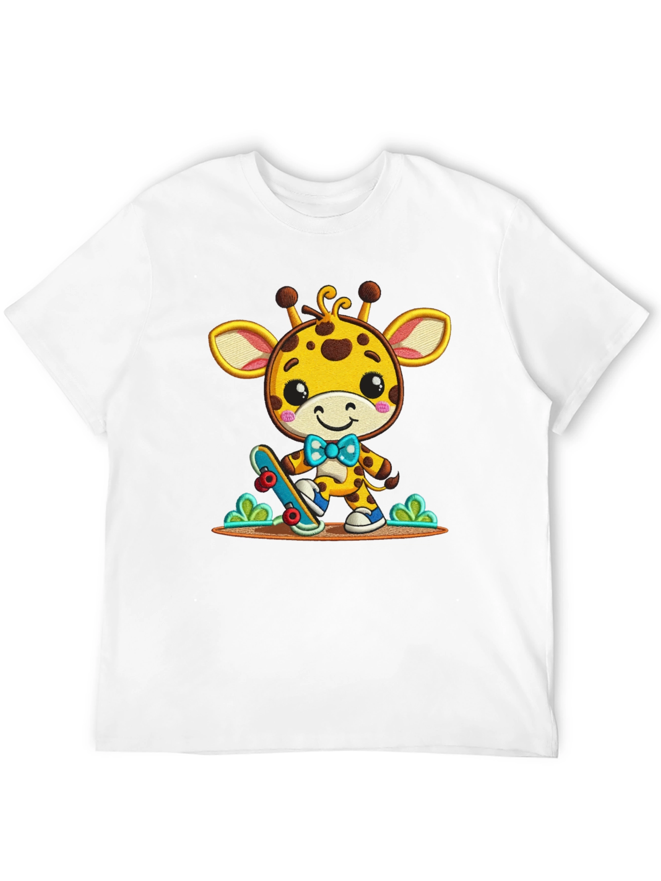 Black Cute Giraffe Skateboarder Graphic Tee view 12