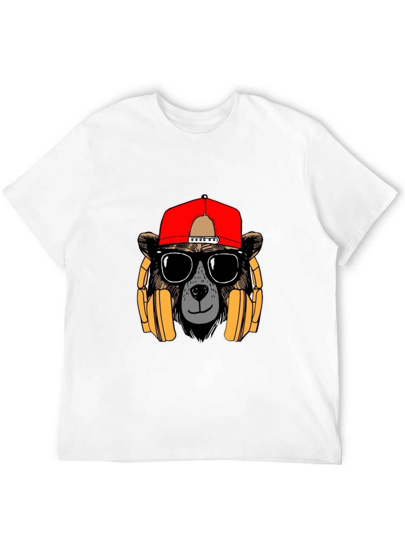 Black Bear with Headphones Graphic T-Shirt view 12