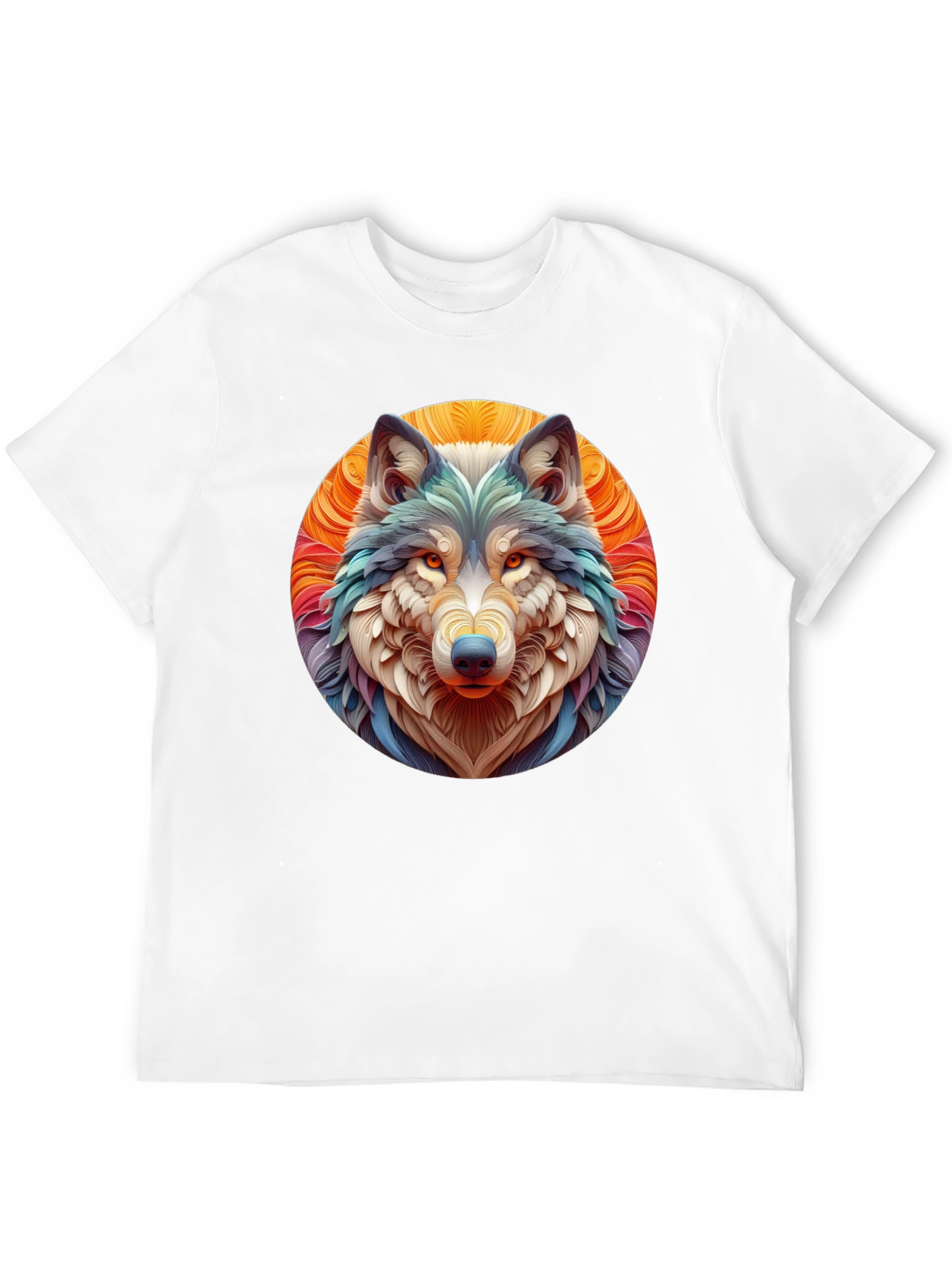 Black Wolf Art Graphic Tee - Black Cotton T-Shirt view 12