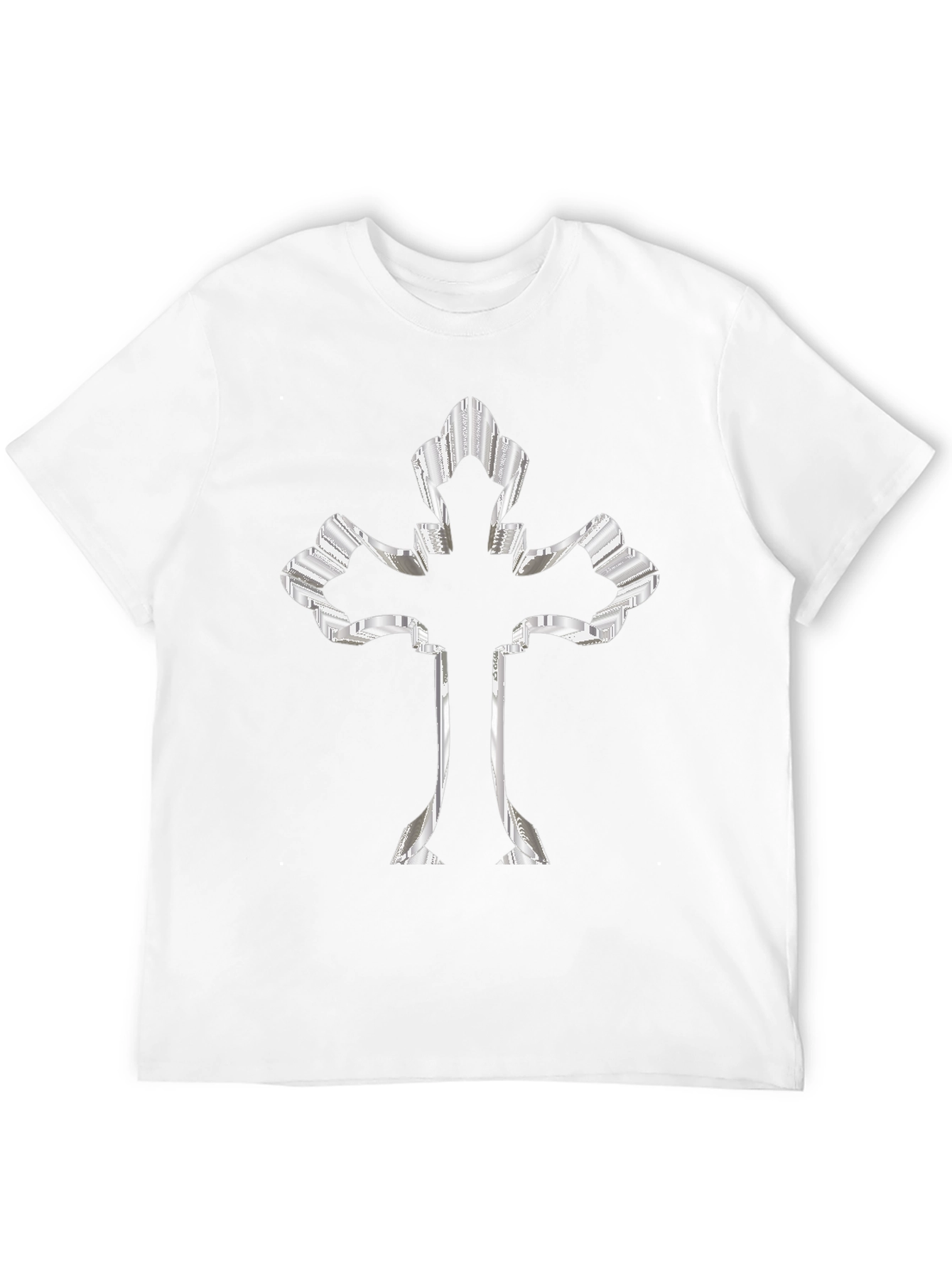 Black Black Tee with 3D Silver Cross view 12