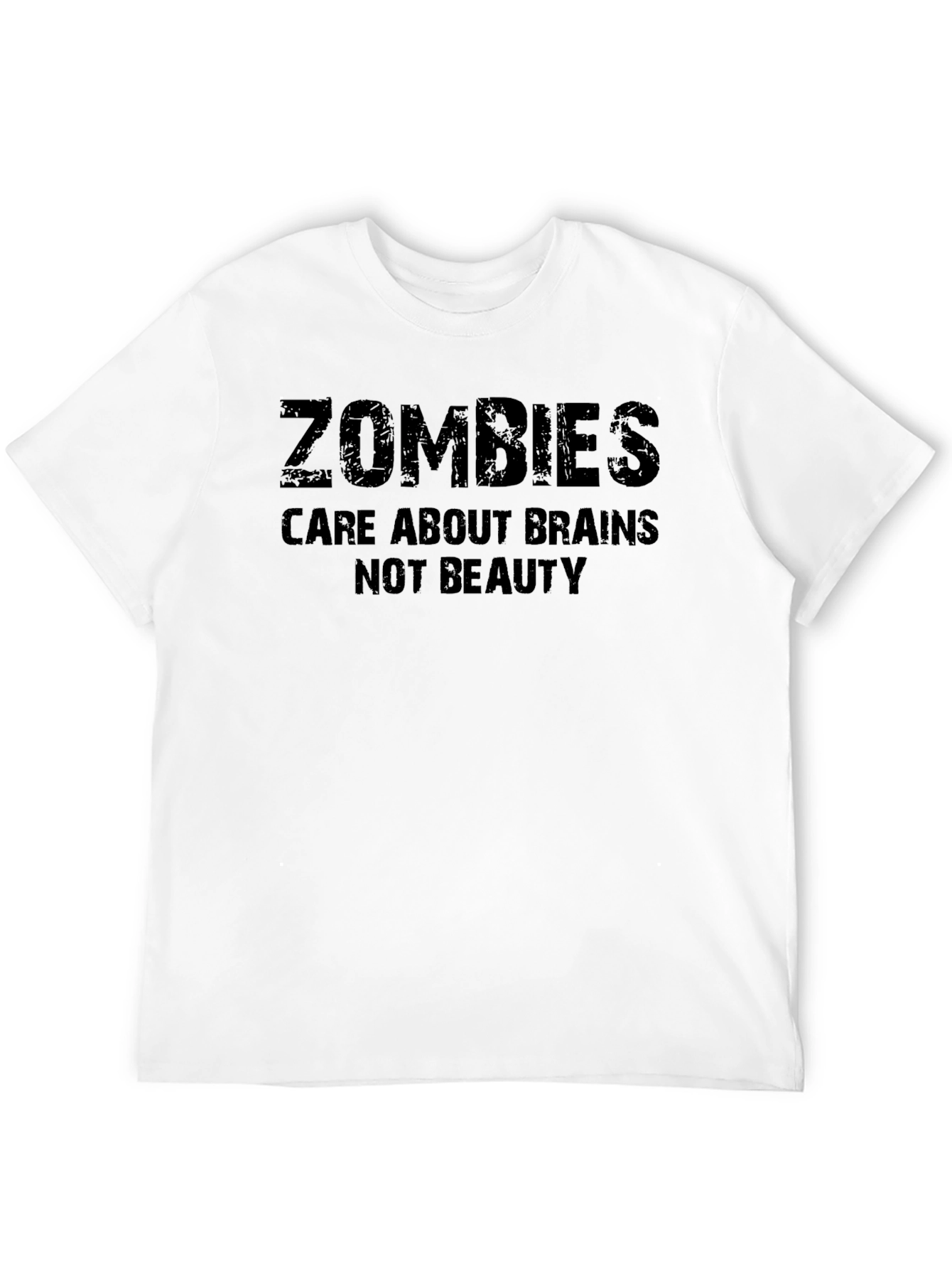 Black Zombies Care About Brains Funny T-Shirt view 12