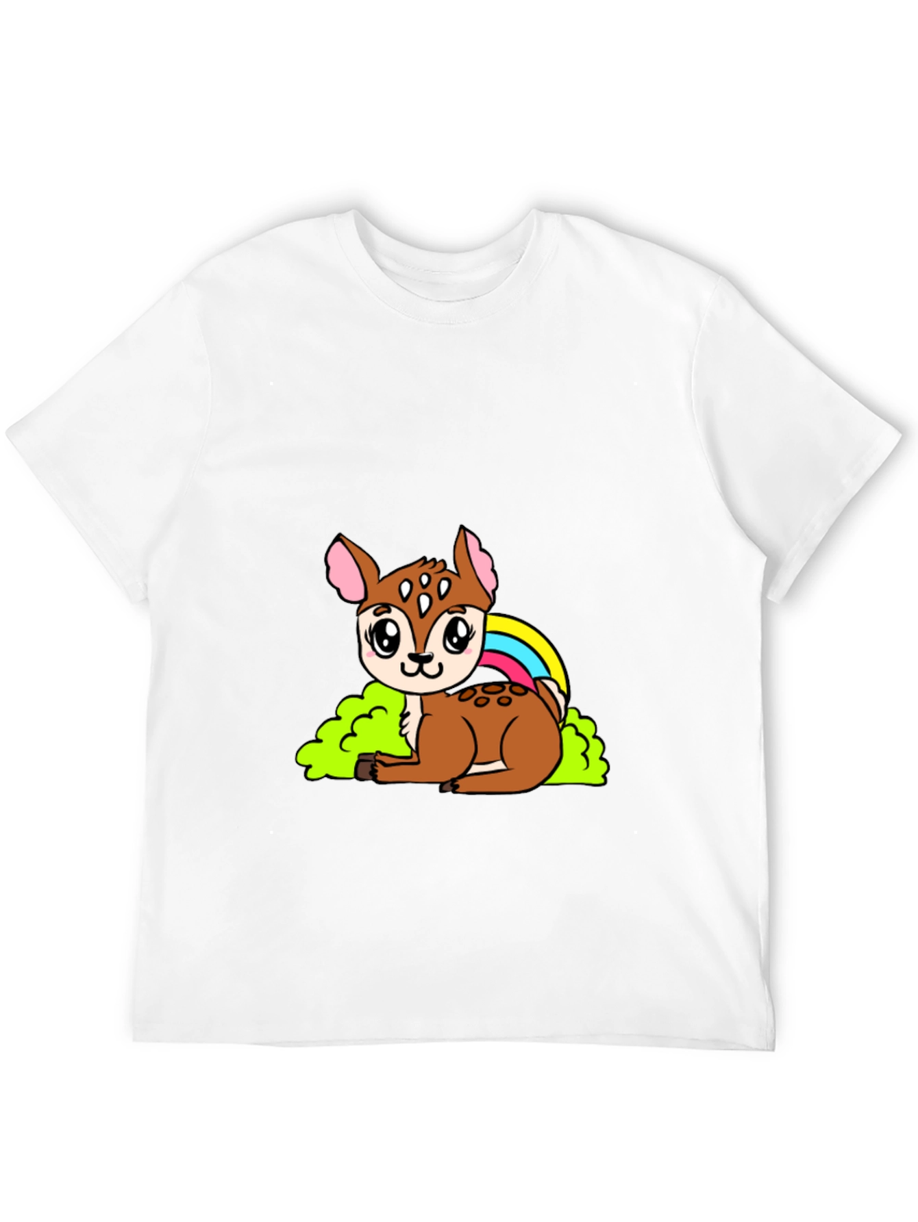 Black Cute Deer Cartoon Graphic Black T-Shirt view 12