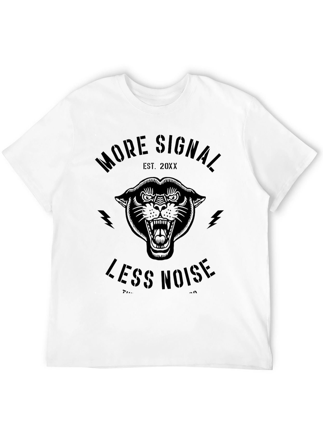 Black More Signal Less Noise Panther Graphic Tee view 12