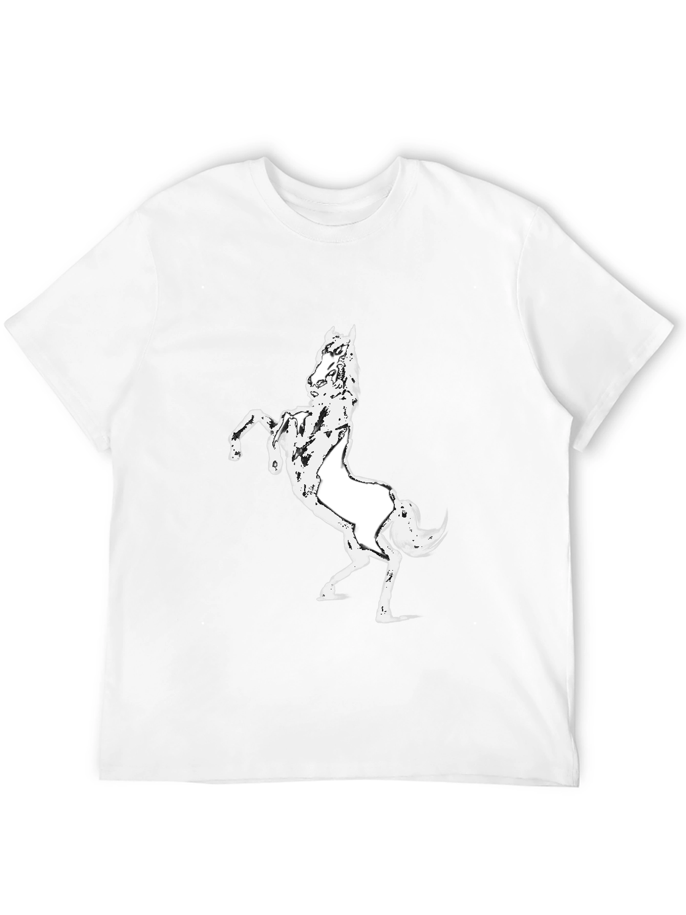 Black Black T-Shirt with White Horse Graphic view 12