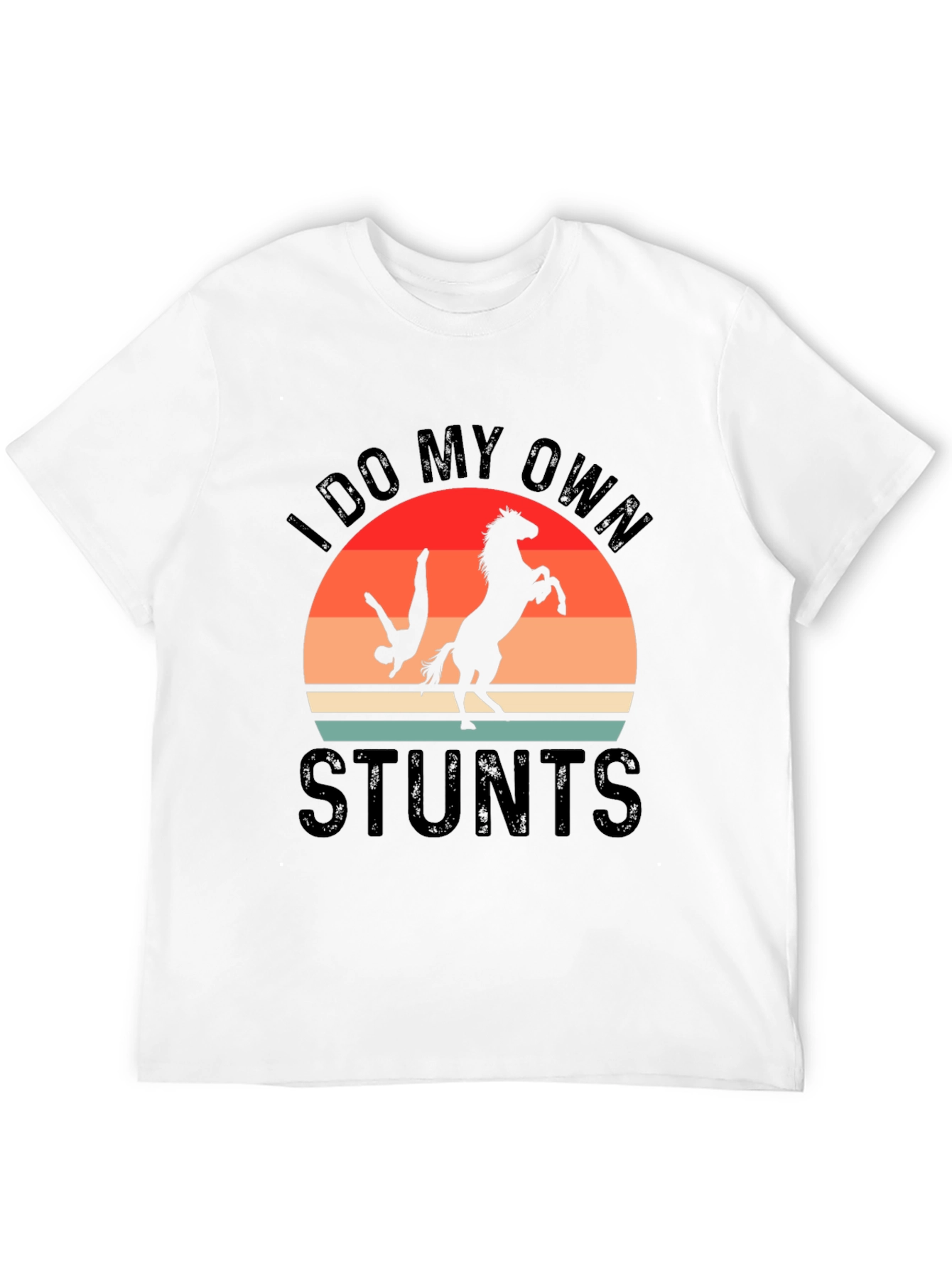 Black I Do My Own Stunts T-Shirt Horse Riding Funny Gift view 12