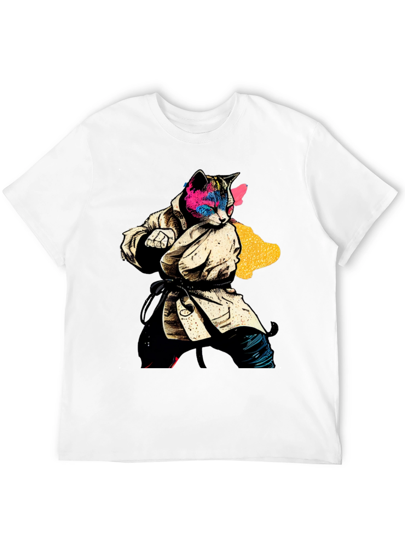 Black Karate Cat T-Shirt - Unique Graphic Tee view 12