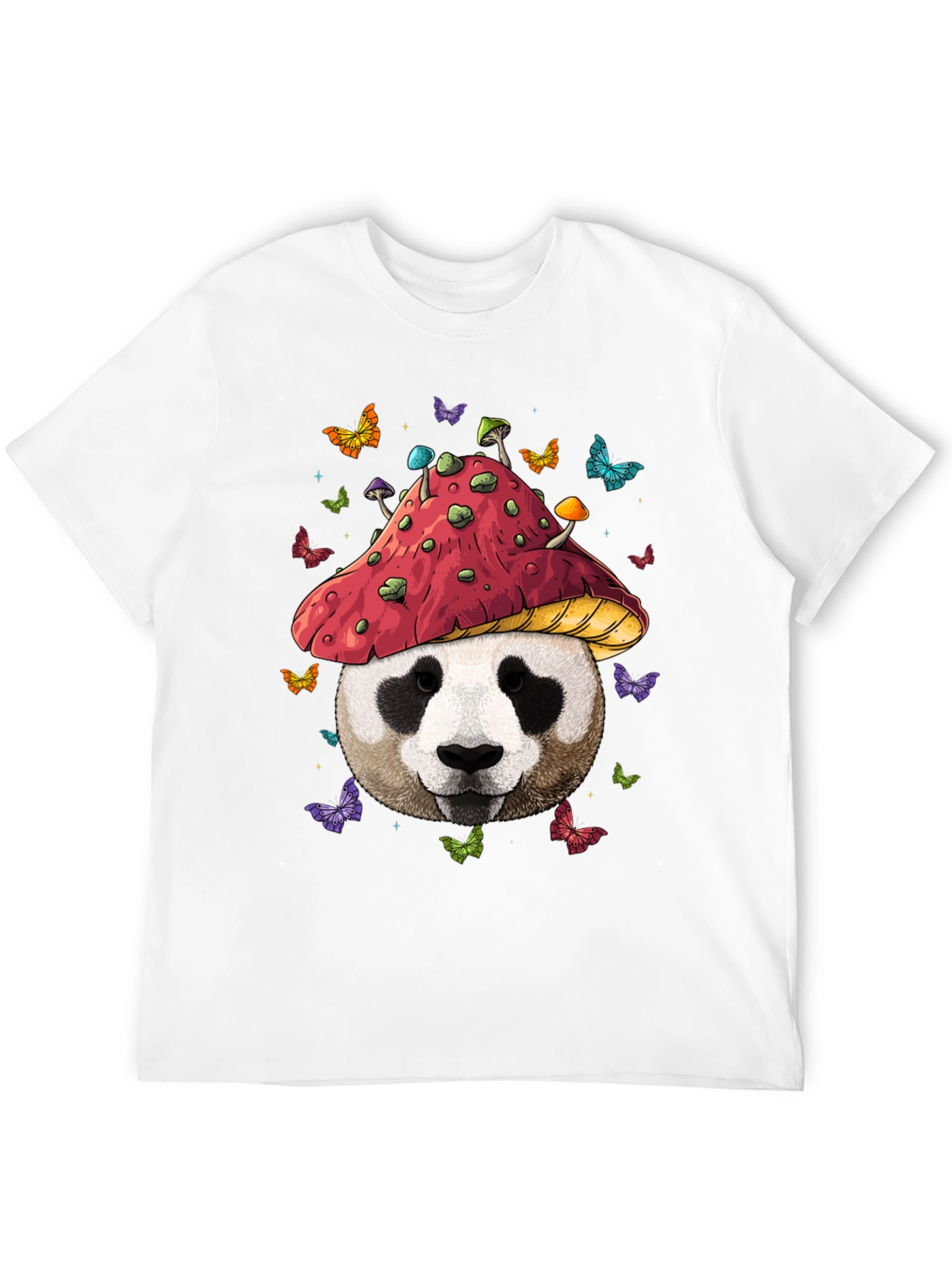 Black Panda Mushroom T-Shirt - Whimsical Graphic Tee view 12