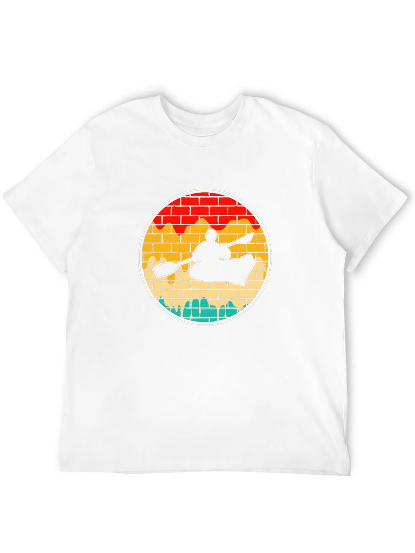 Black Kayaking Sunset Retro T-Shirt view 12