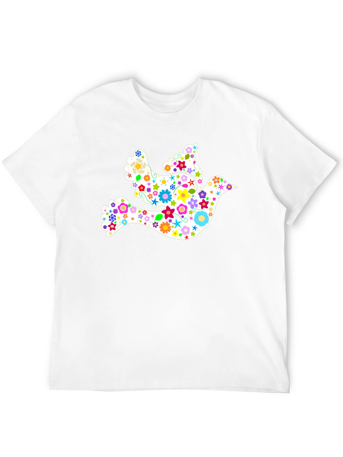 Black Floral Dove Graphic Black T-Shirt view 12