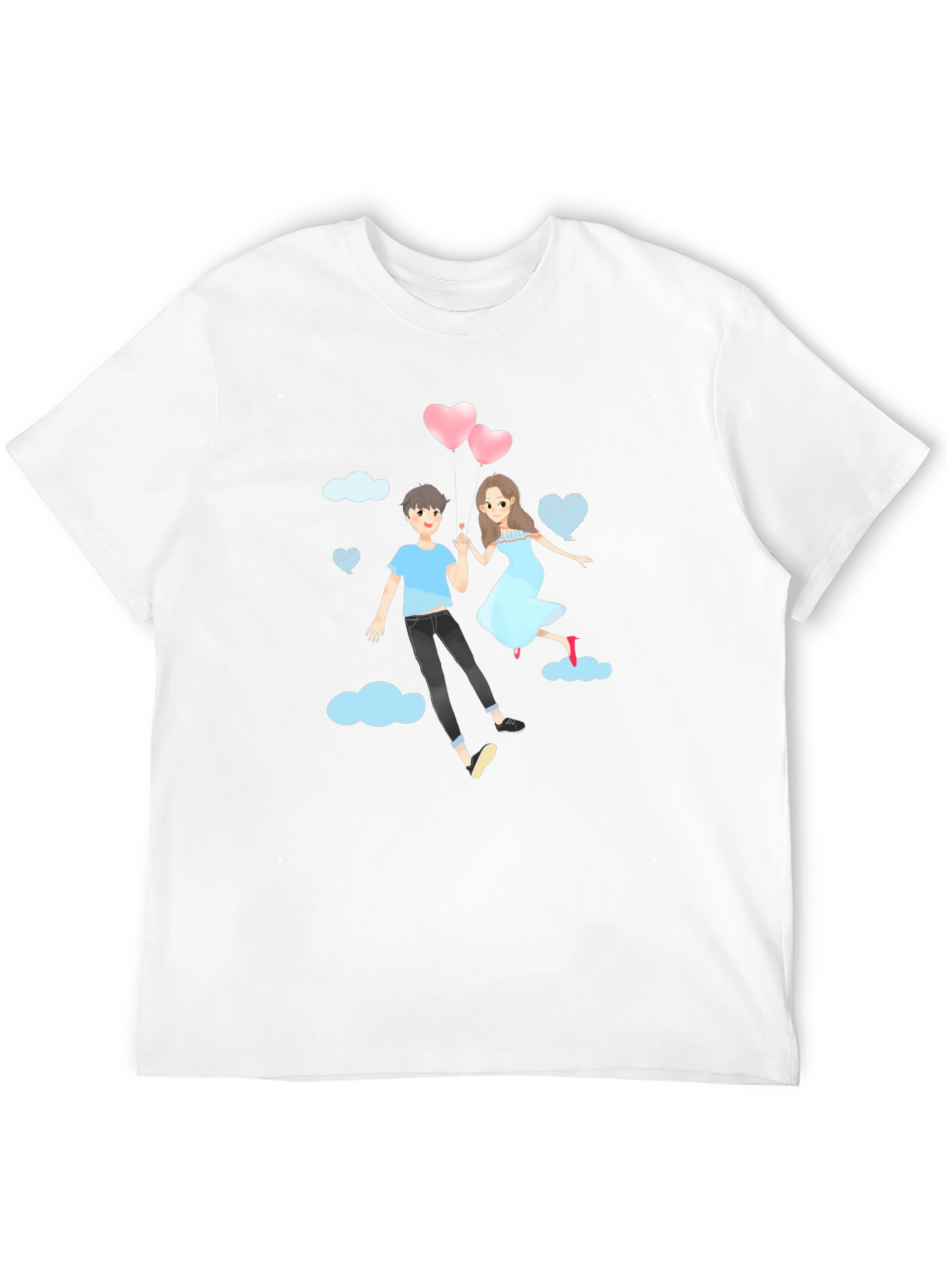 Black Romantic Couple Cartoon Graphic T-Shirt view 12