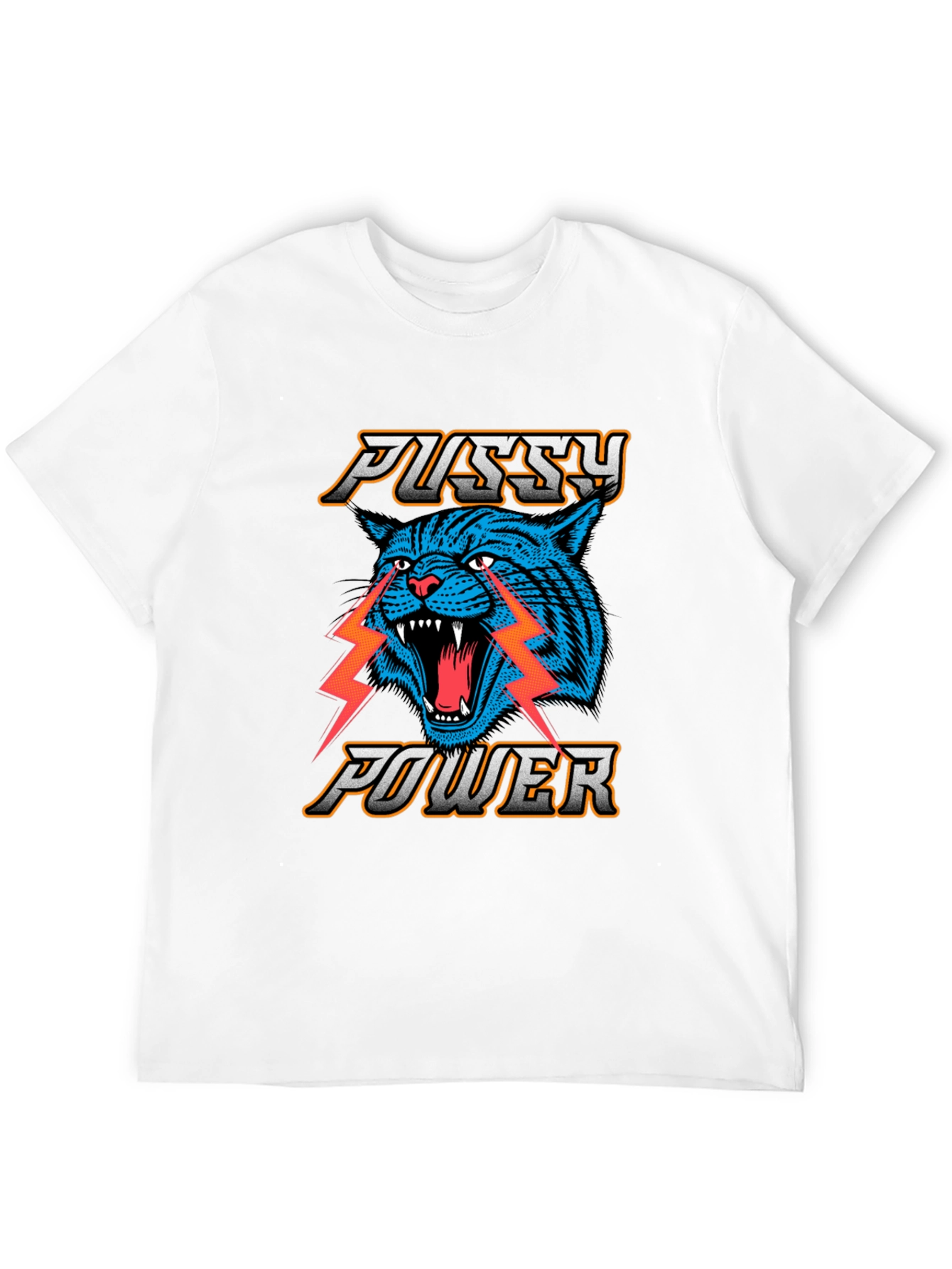 Black Pussy Power Graphic Tee - Blue Cat Lightning view 12