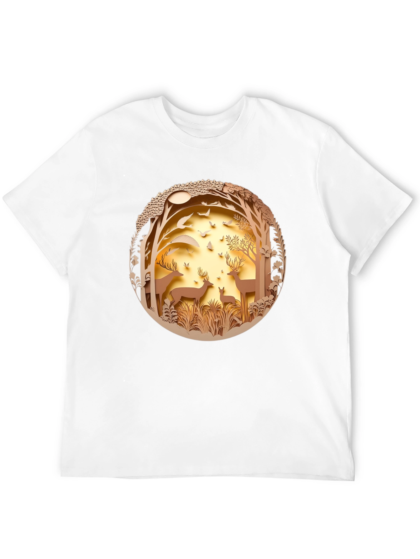 Black Nature Deer Graphic Black T-Shirt view 12