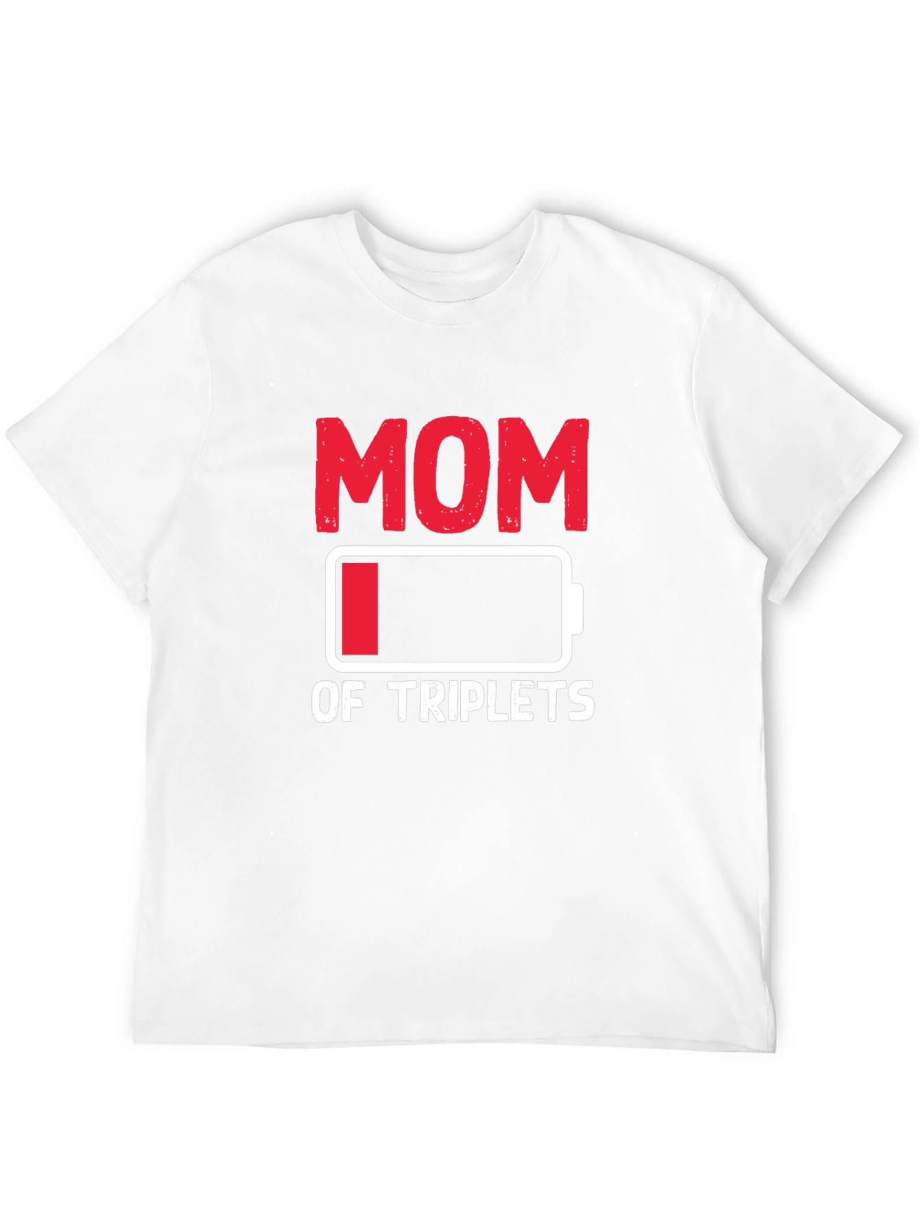 Black Funny Mom of Triplets Low Battery T-Shirt view 12