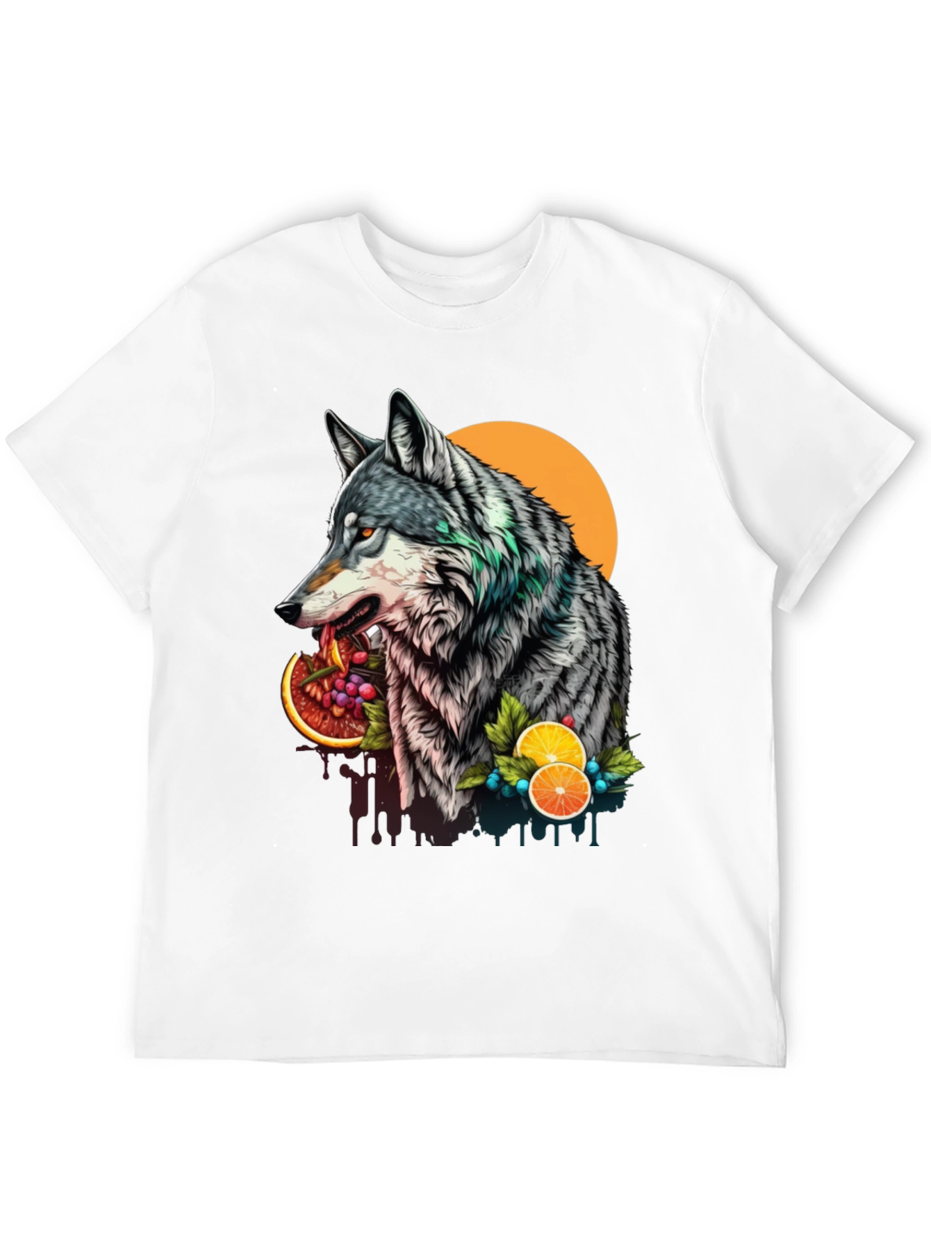 Black Wolf and Fruit Graphic Tee - Modern Streetwear Style view 12