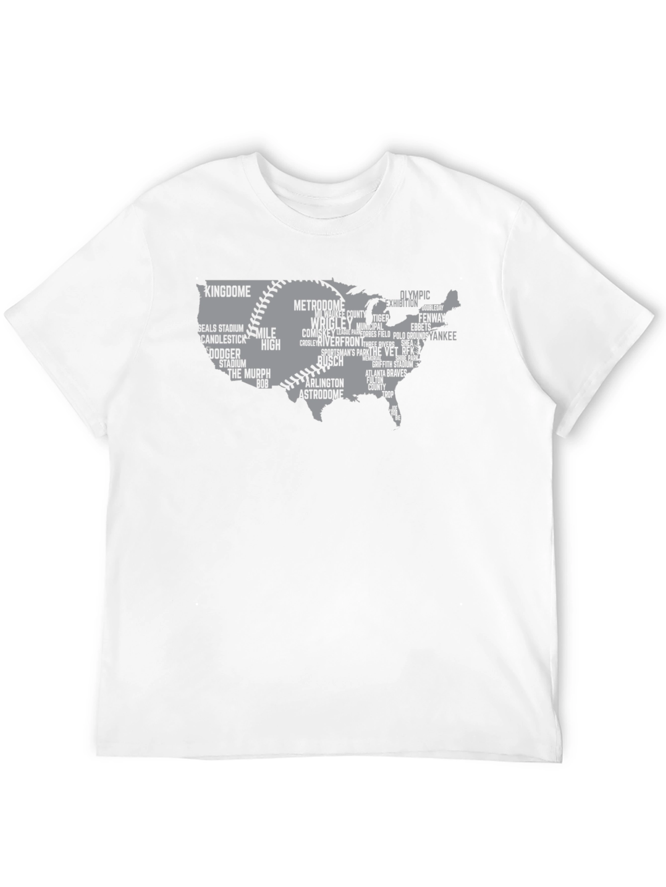 Black Baseball Stadium USA Map T-Shirt view 12