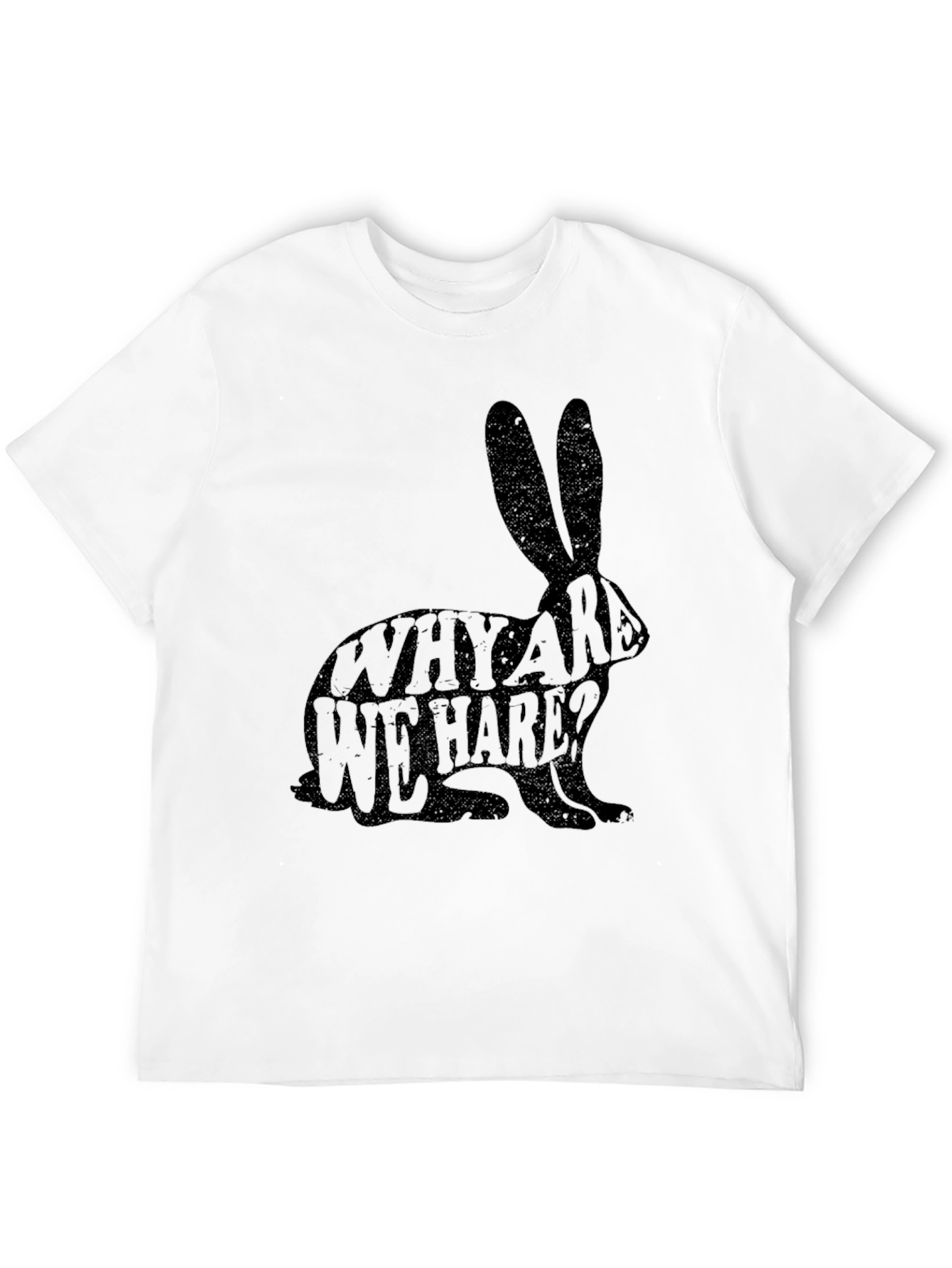 Black Why Are We Hare? Novelty Black T-Shirt view 12