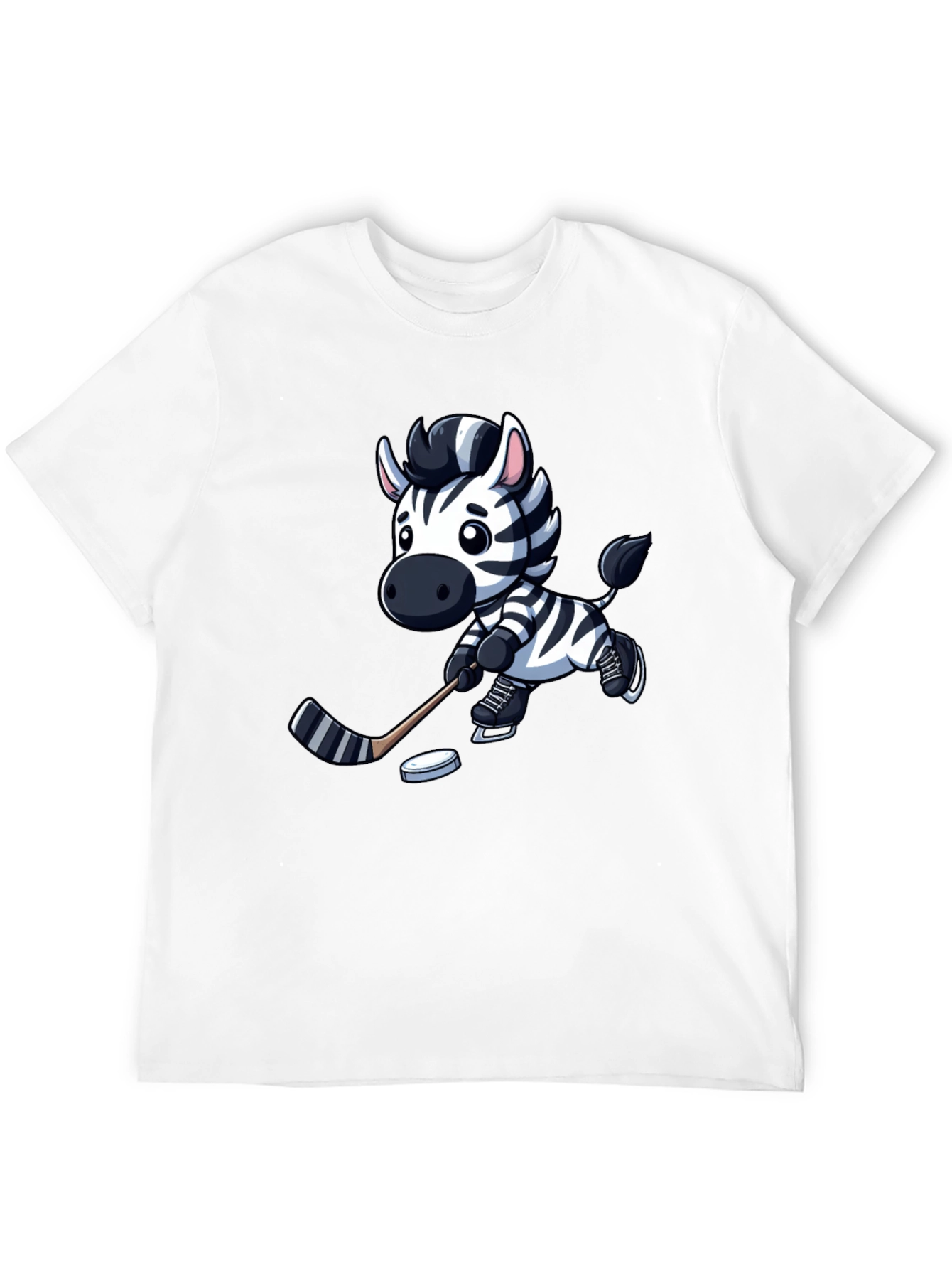 Black Zebra Hockey Player T-Shirt - Cool Cartoon Design view 12
