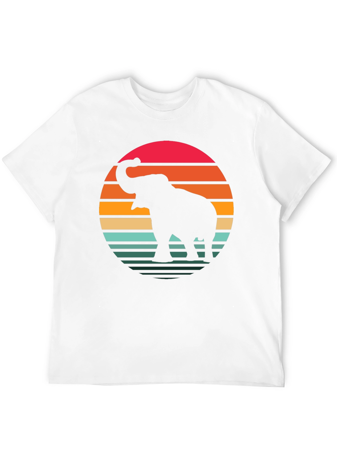 Black Retro Elephant Sunset Graphic Tee - Black Cotton Blend Shirt view 12