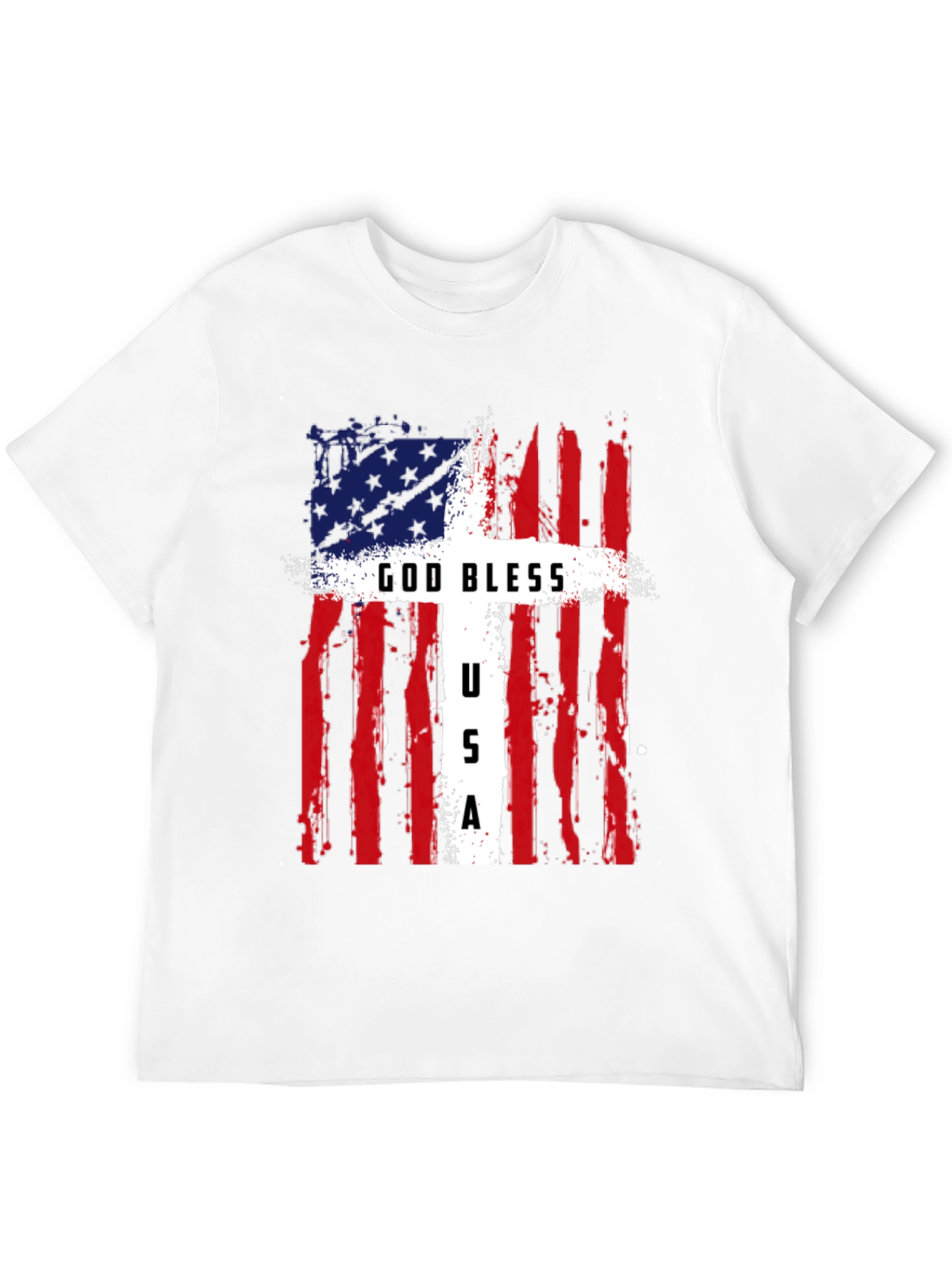 Black God Bless USA Patriotic T-Shirt view 12