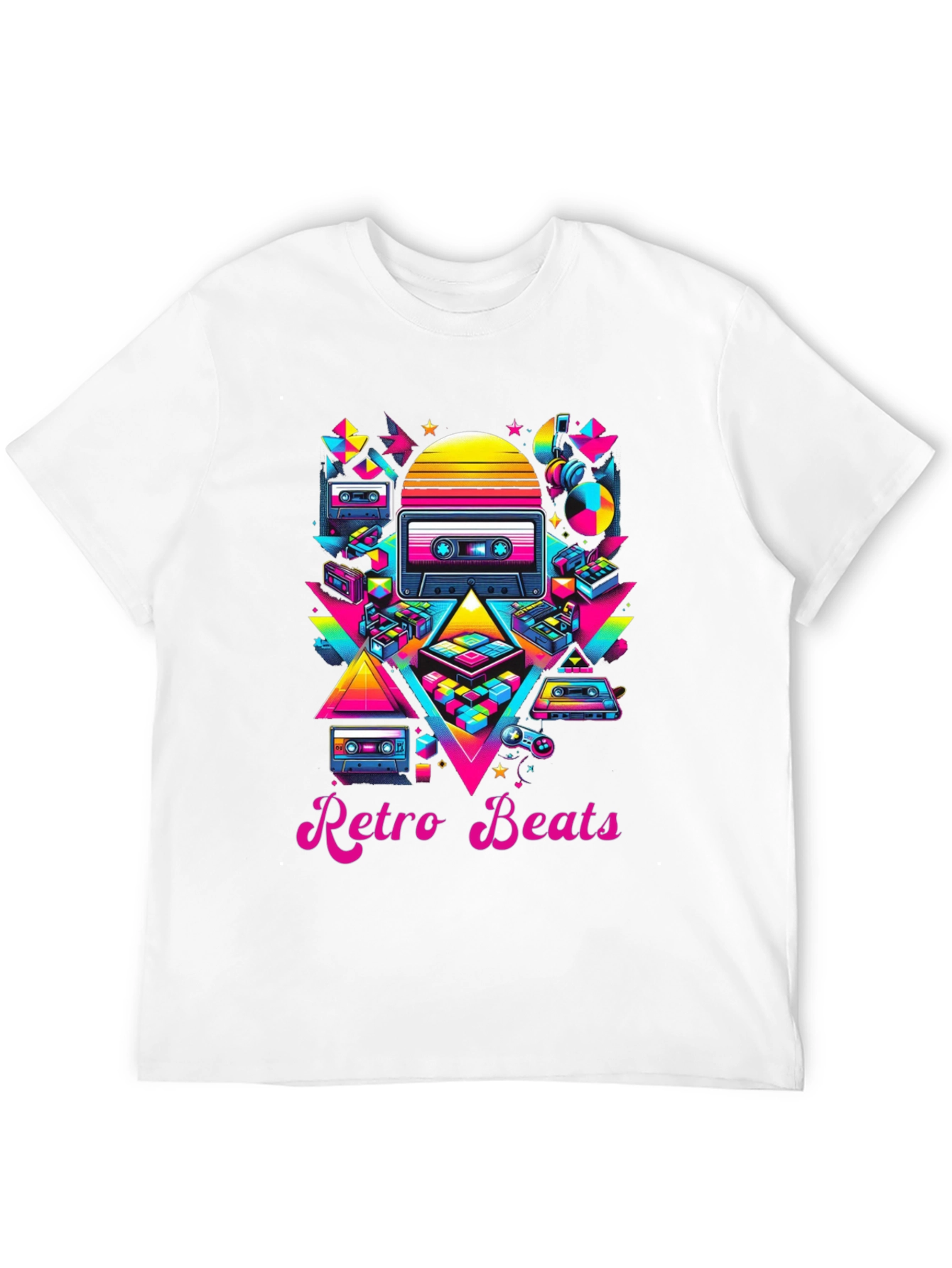 Black Retro Beats T-Shirt - 80s Music Style view 12