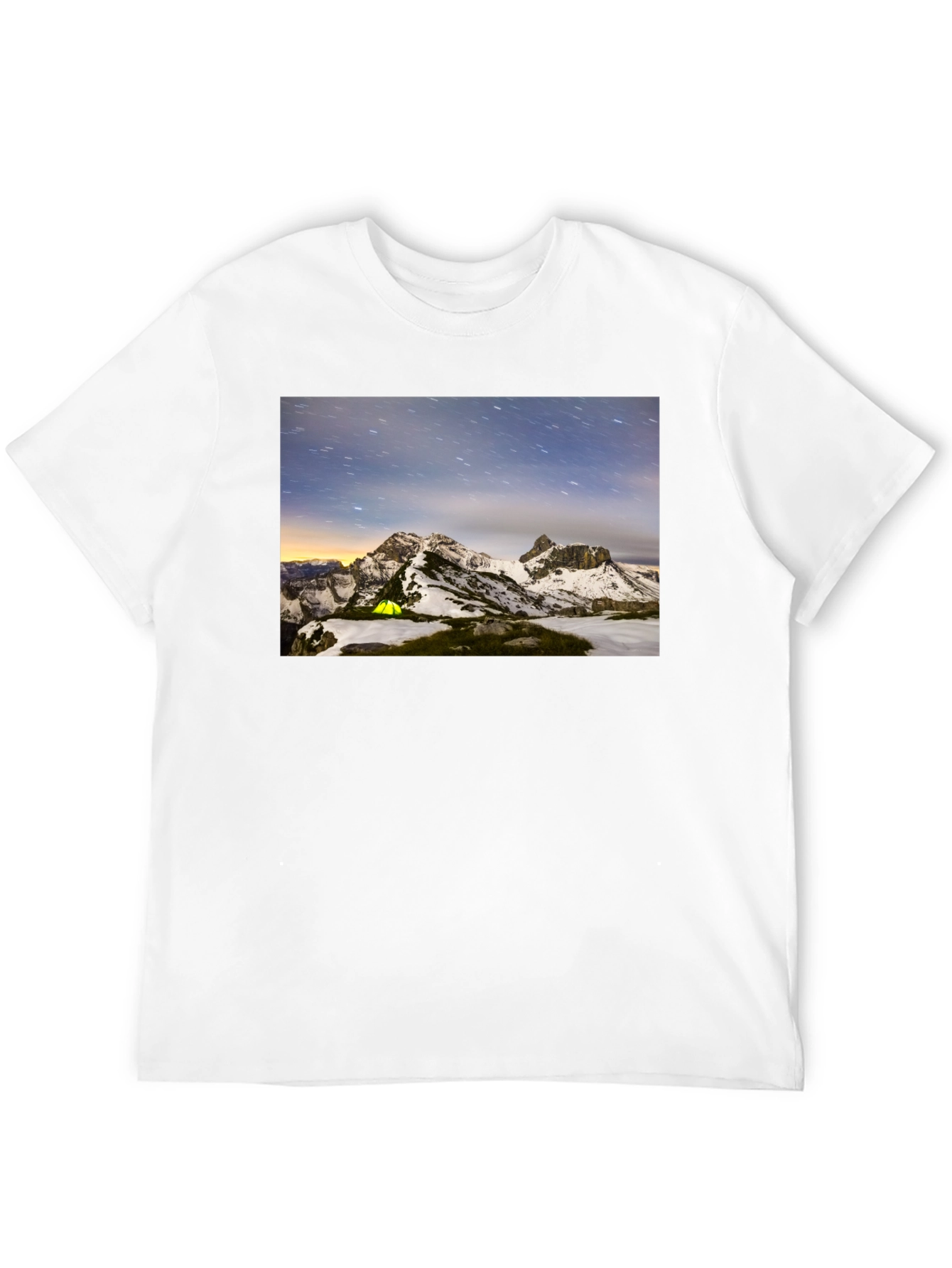 Black Mountain Starry Night Camping Black T-Shirt view 12