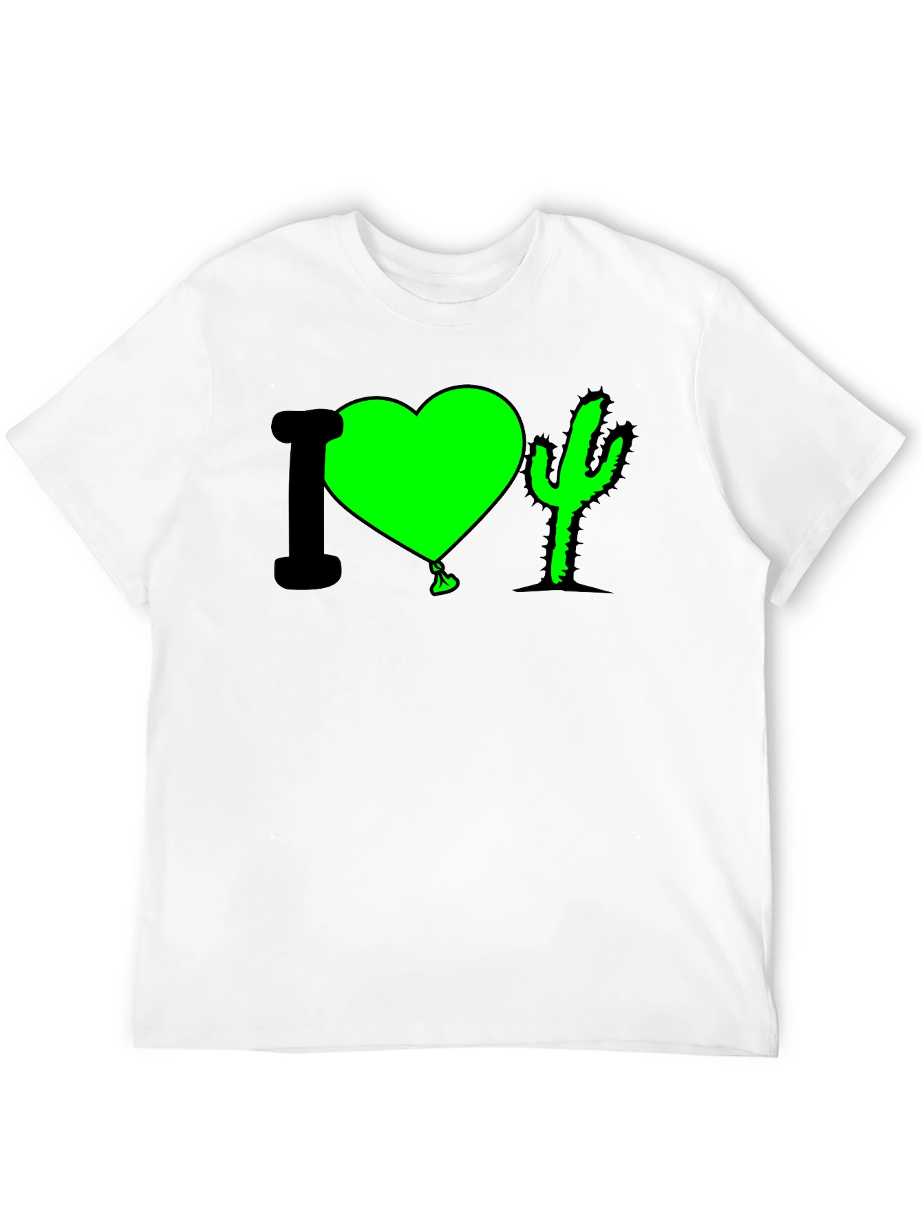 Black I Heart Cactus T-Shirt - Fun Graphic Tee view 12