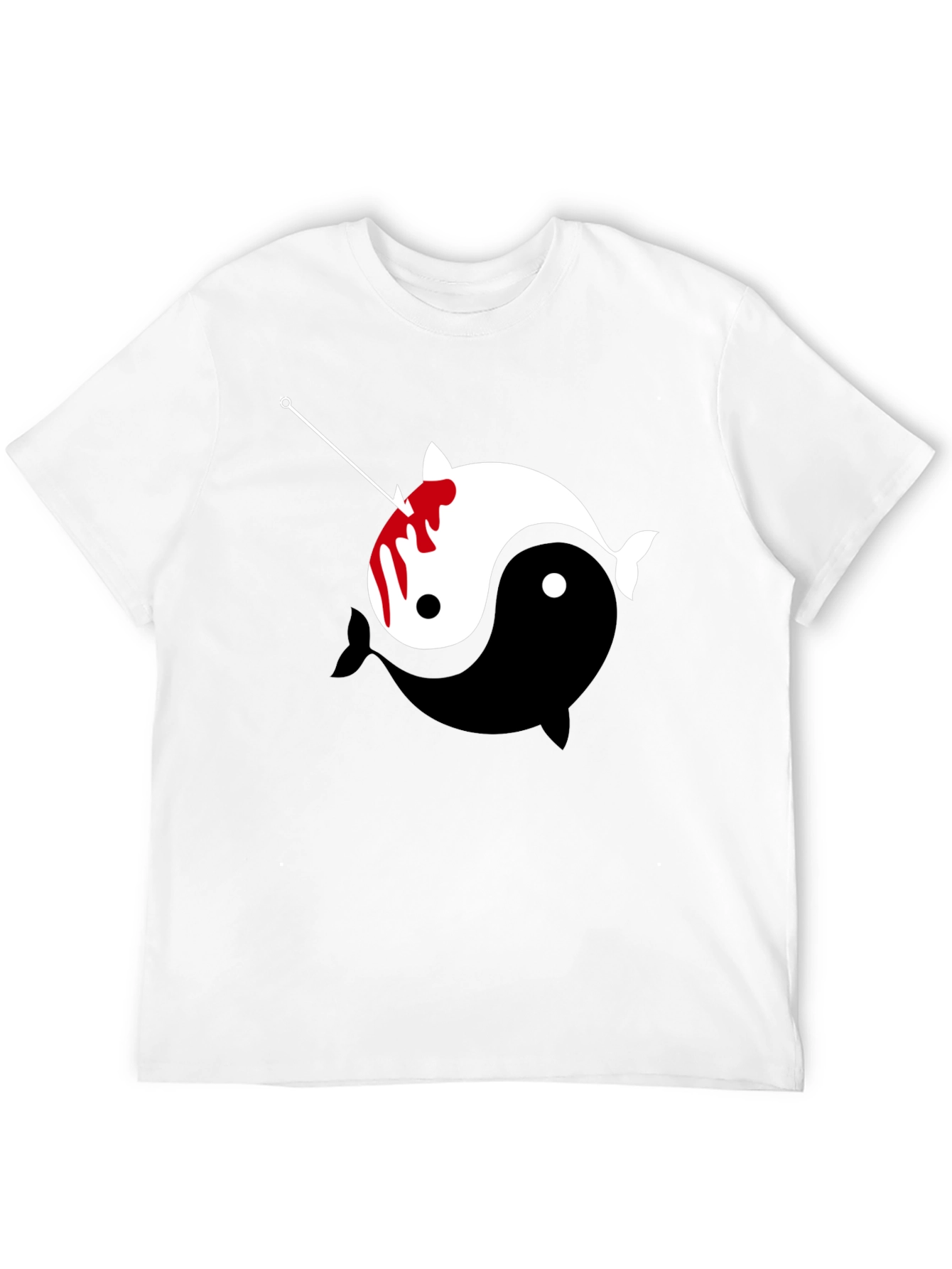 Black Yin Yang Narwhal Graphic Tee view 12