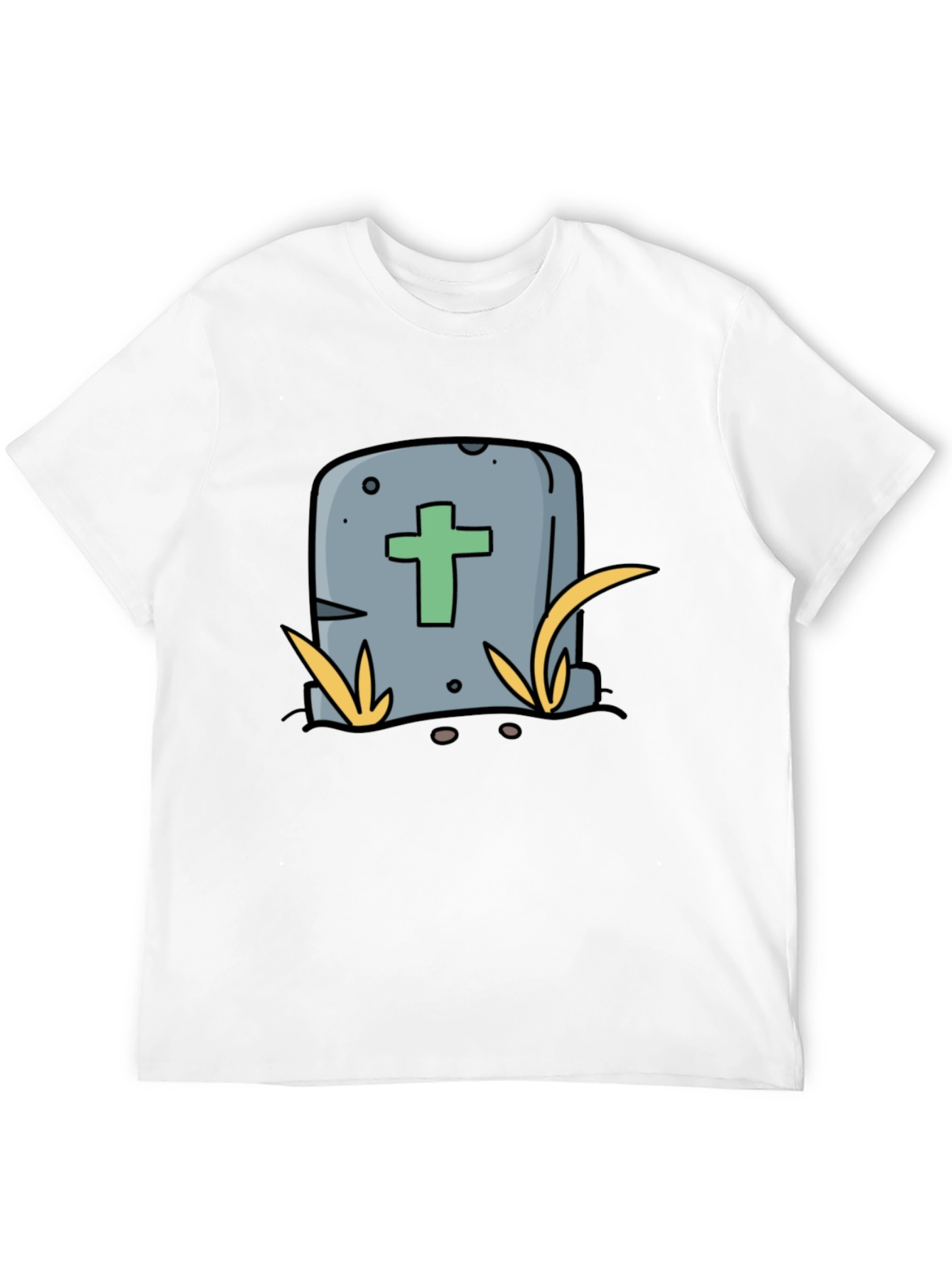 Black Cartoon Tombstone T-Shirt - Funny Halloween Tee view 12